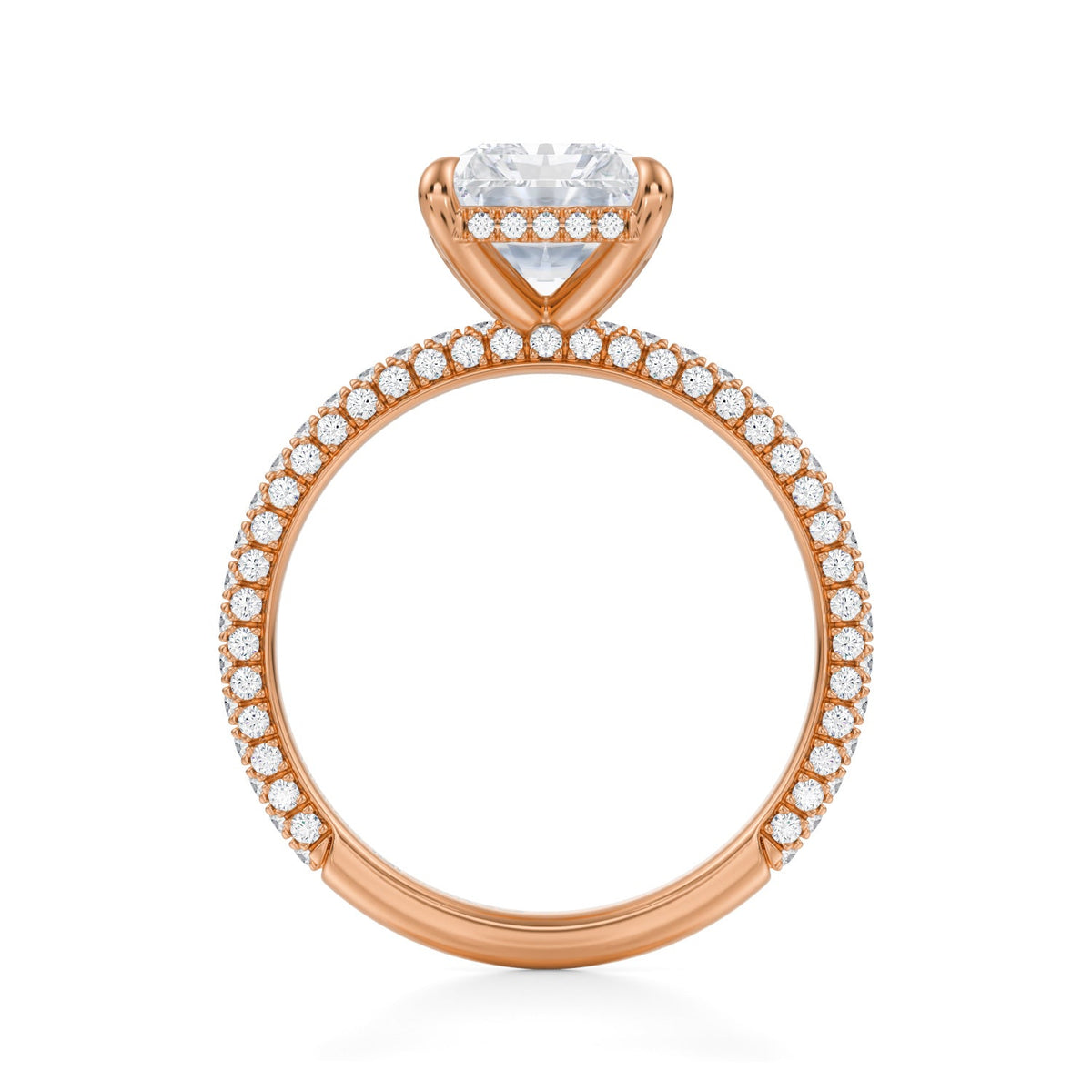 Radiant Invisible Halo With Trio Pave Ring (3.70 Carat F-VS1) - Michael Gabriels