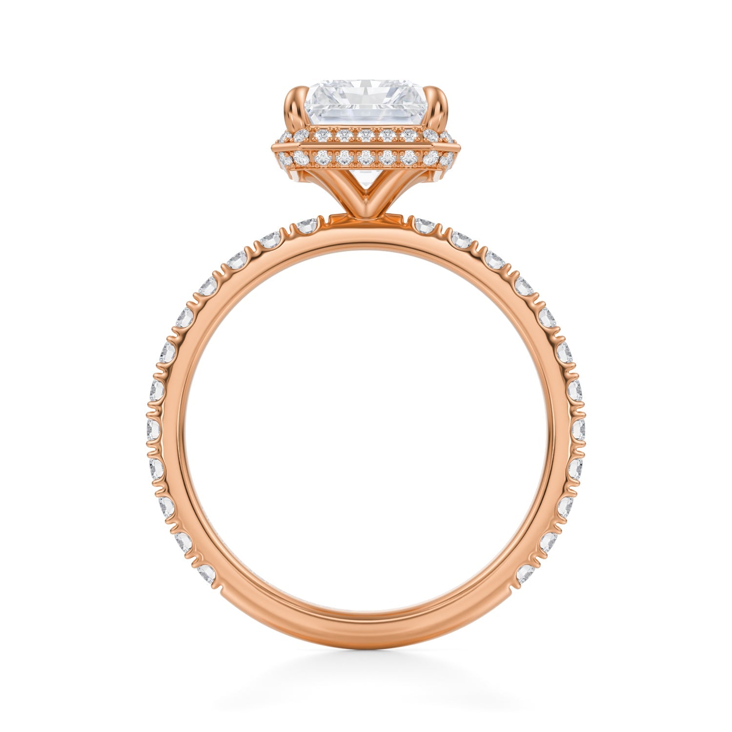 Radiant Knife Edge Halo With Pave Ring (1.00 Carat E-VVS2) - Michael Gabriels