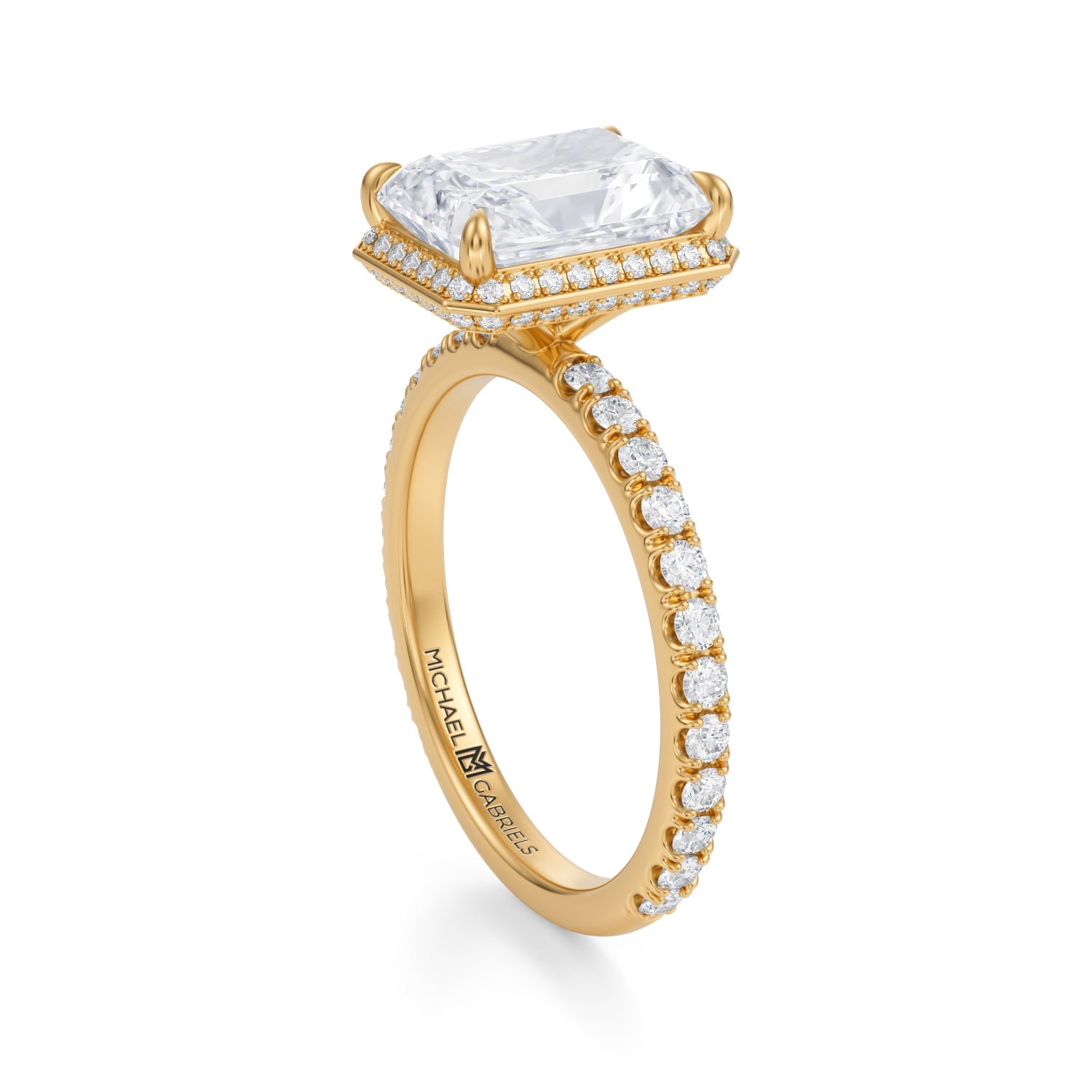 Radiant Knife Edge Halo With Pave Ring (1.70 Carat D-VS1) - Michael Gabriels
