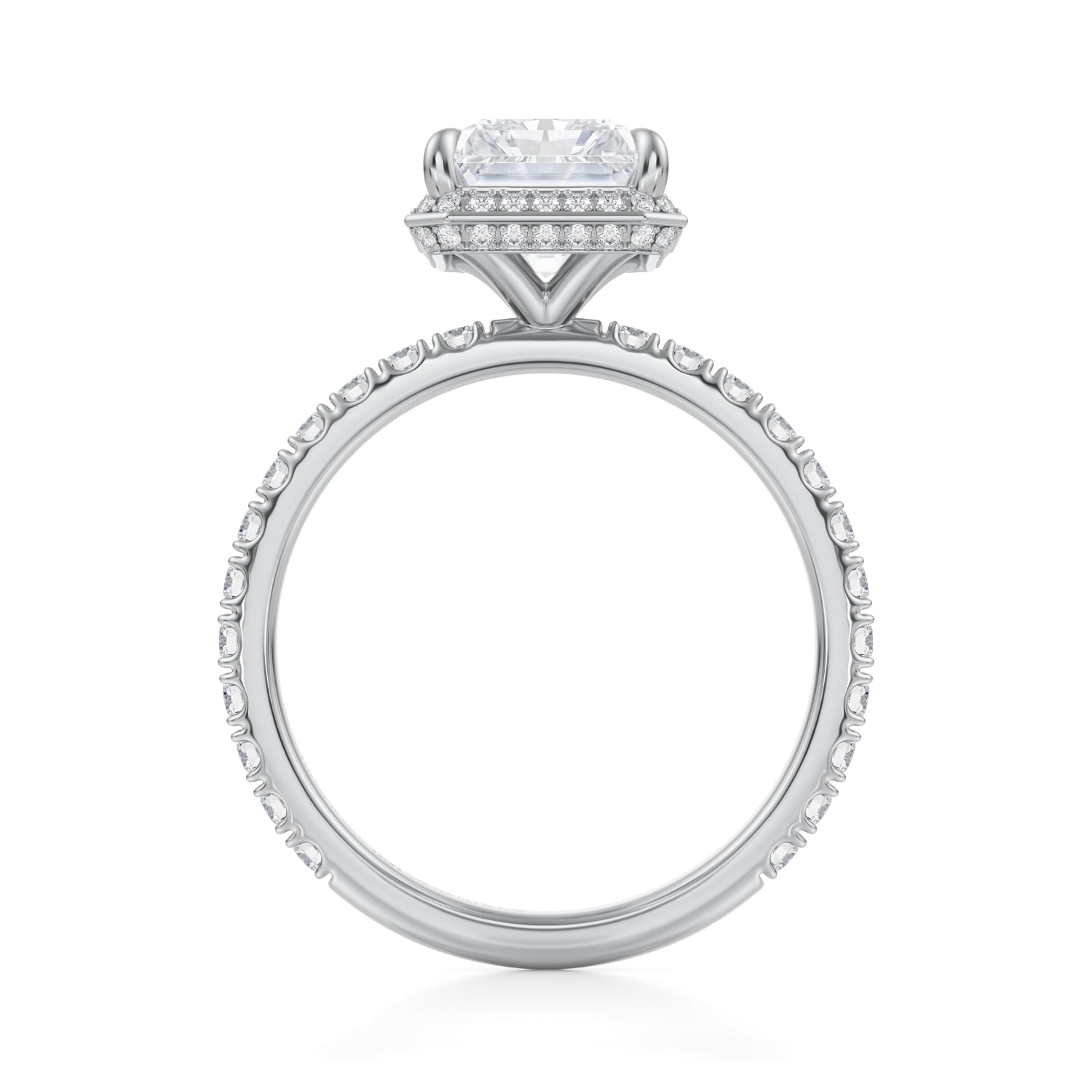 Radiant Knife Edge Halo With Pave Ring (1.70 Carat E-VS1) - Michael Gabriels