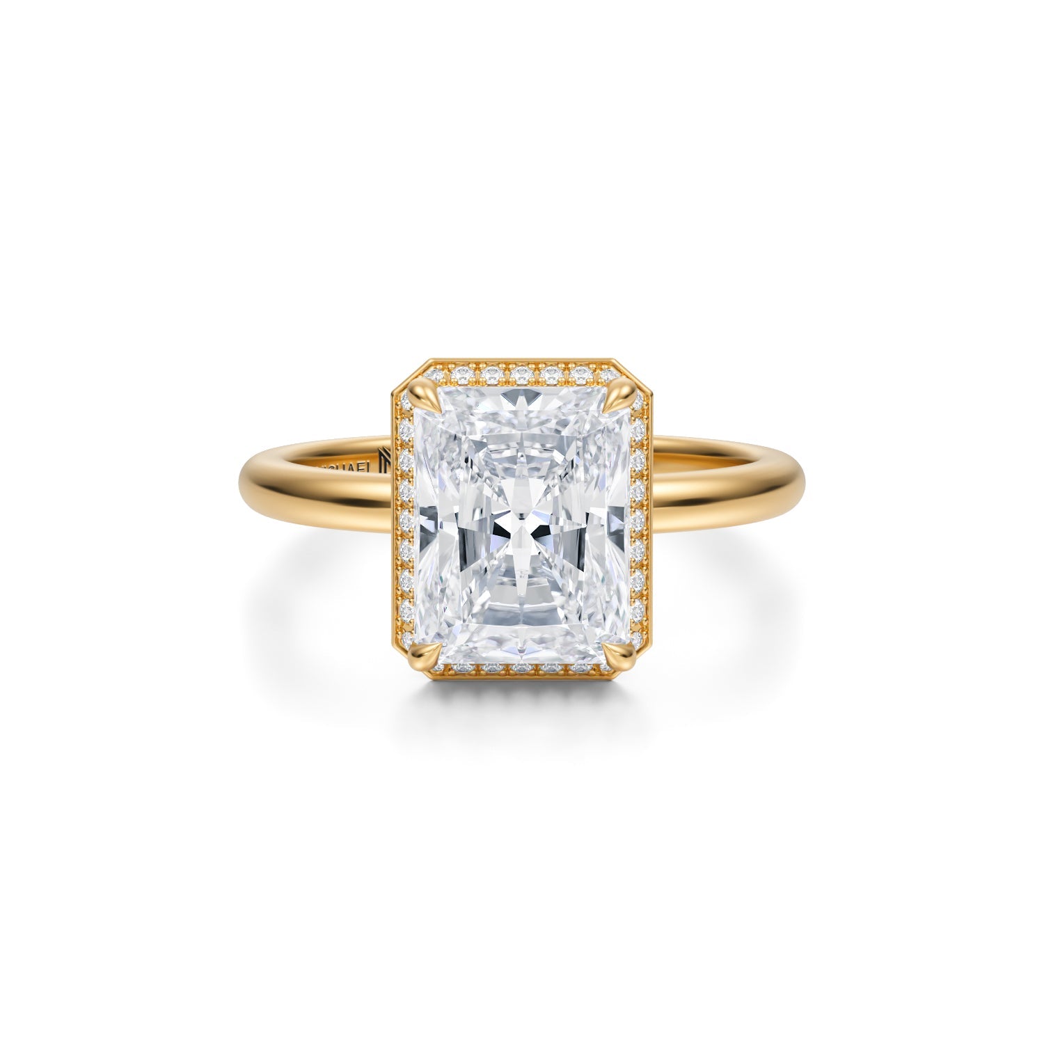 Radiant Knife Edge Halo With Solitaire Ring (2.70 Carat E-VS1) - Michael Gabriels