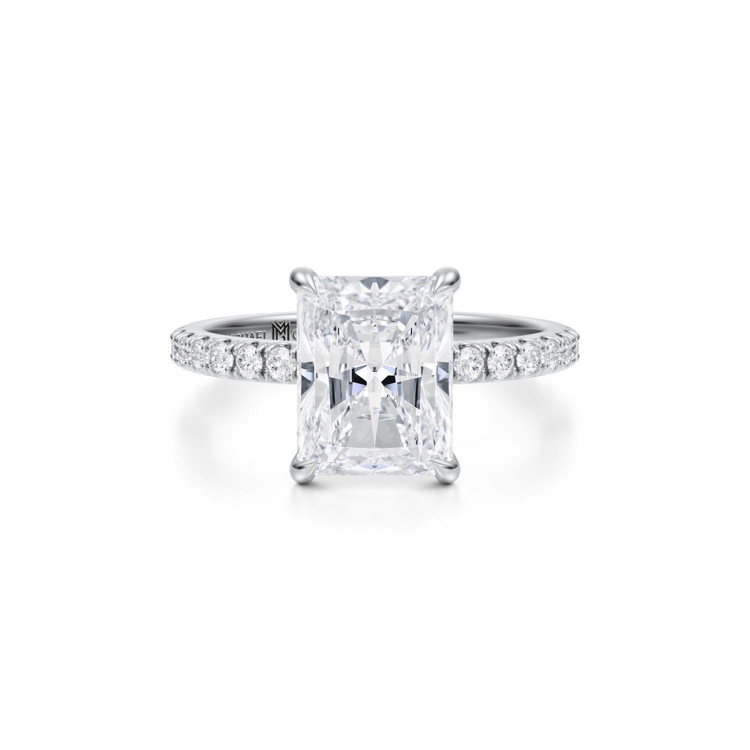 Radiant Modern Pave Ring (3.20 Carat E-VS1) - Michael Gabriels