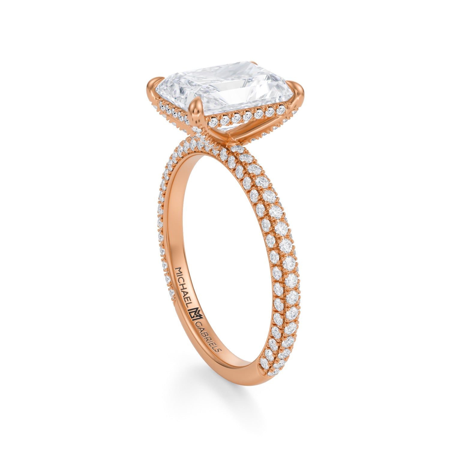 Radiant Pave Basket With Trio Pave Ring (2.70 Carat D-VS1) - Michael Gabriels