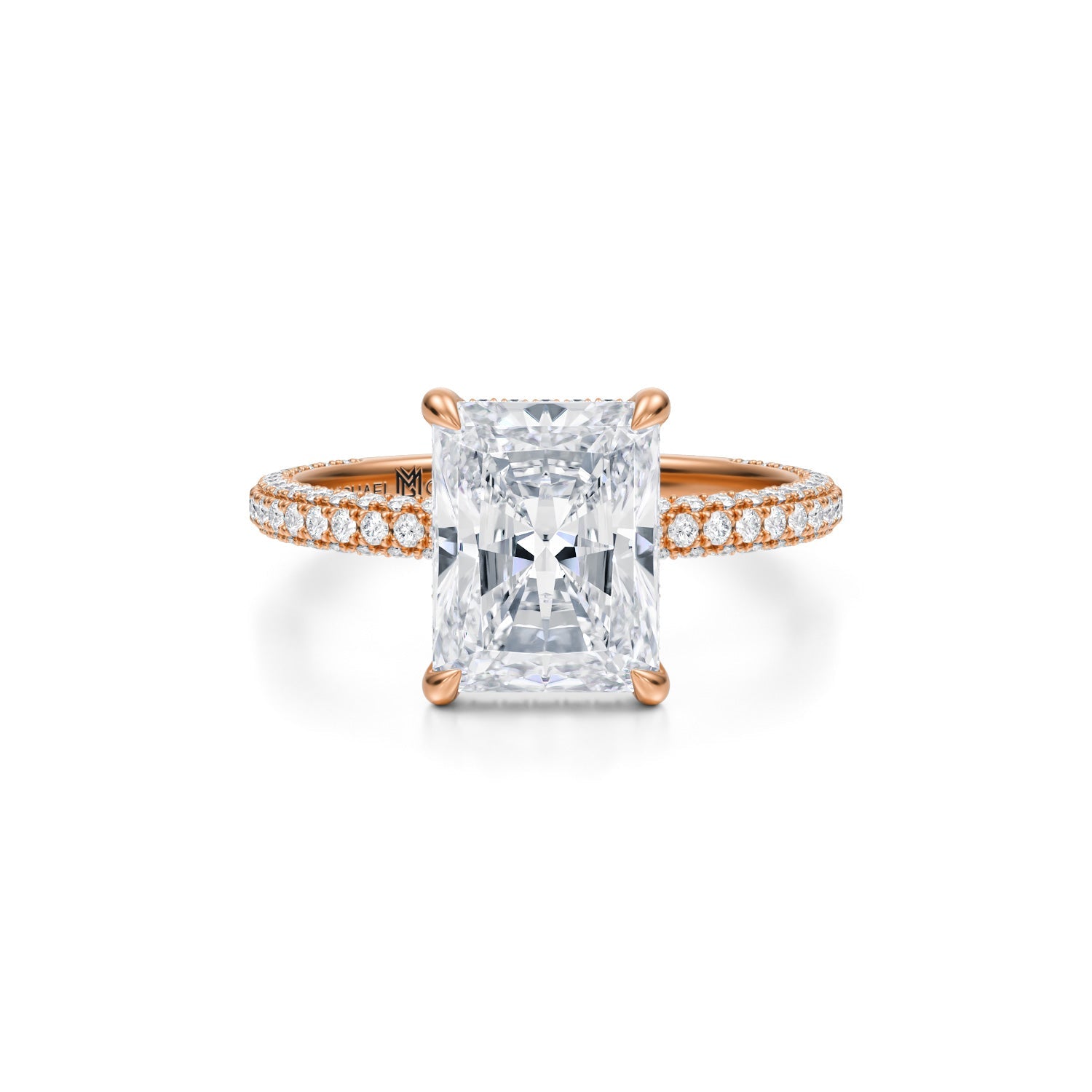Radiant Pave Basket With Trio Pave Ring (3.40 Carat G-VVS2) - Michael Gabriels