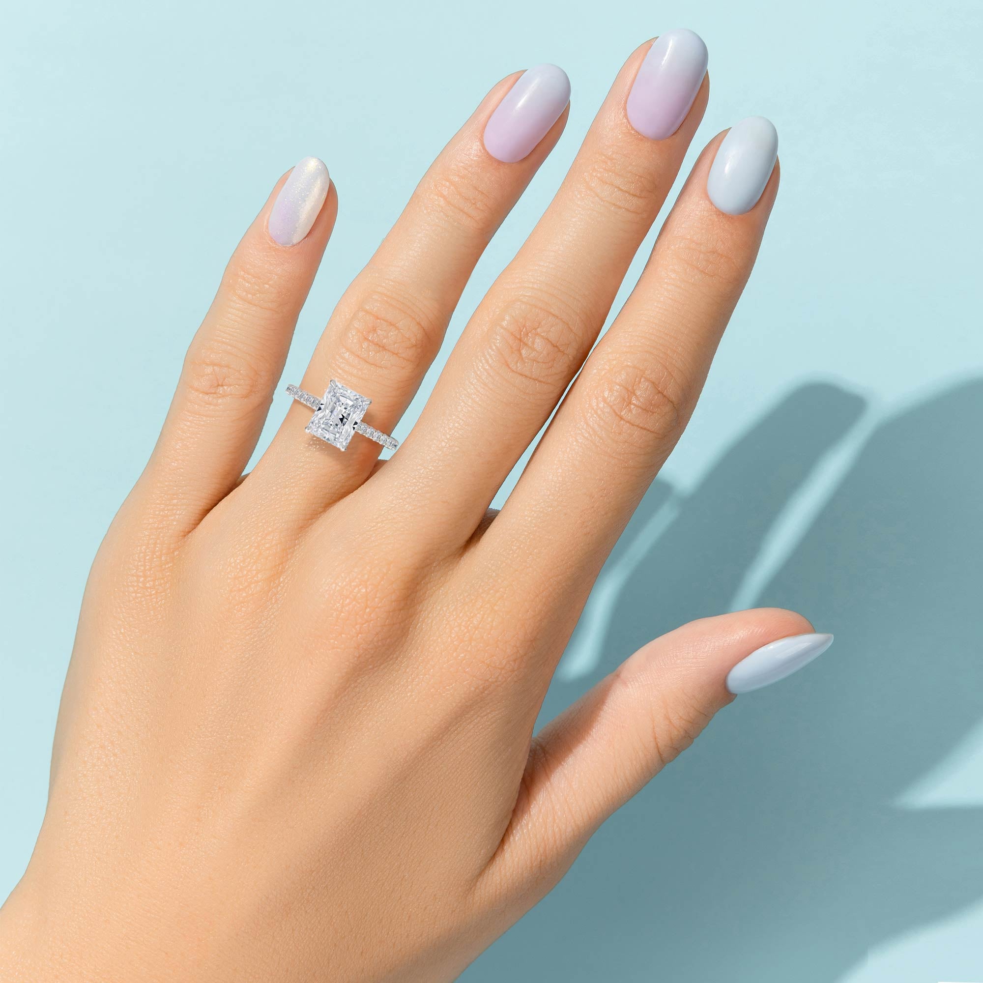 Radiant Pave Cathedral Ring With Pave Basket (1.50 Carat D-VVS2) - Michael Gabriels