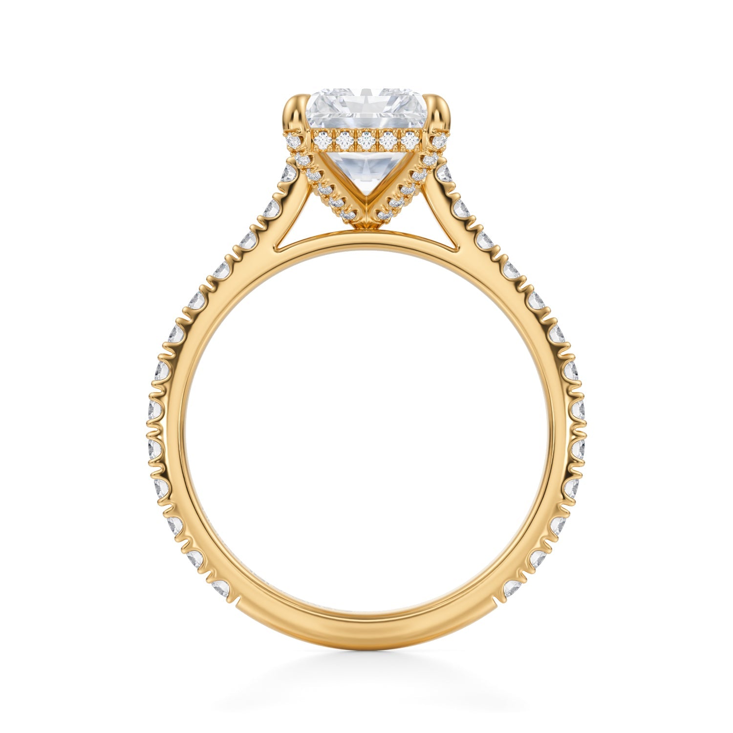 Radiant Pave Cathedral Ring With Pave Basket (1.50 Carat D-VVS2) - Michael Gabriels