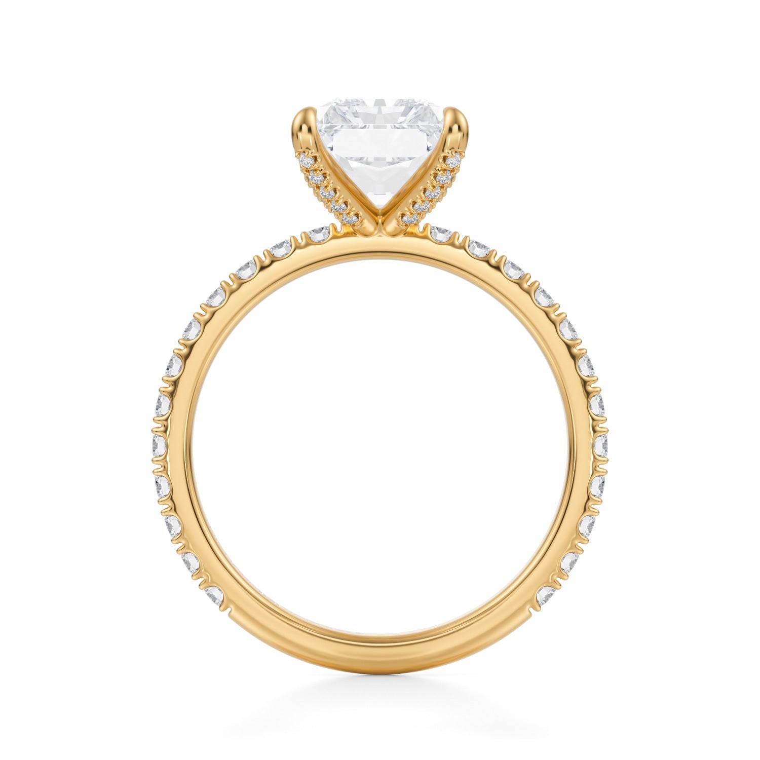 Radiant Pave Ring With Pave Prongs (2.50 Carat G-VVS2) - Michael Gabriels