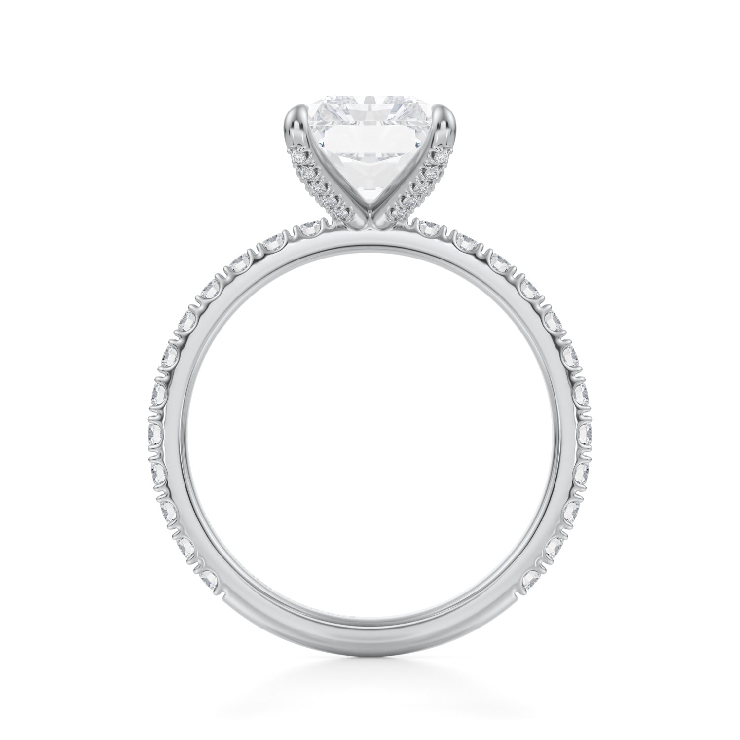 Radiant Pave Ring With Pave Prongs (3.00 Carat G-VS1) - Michael Gabriels