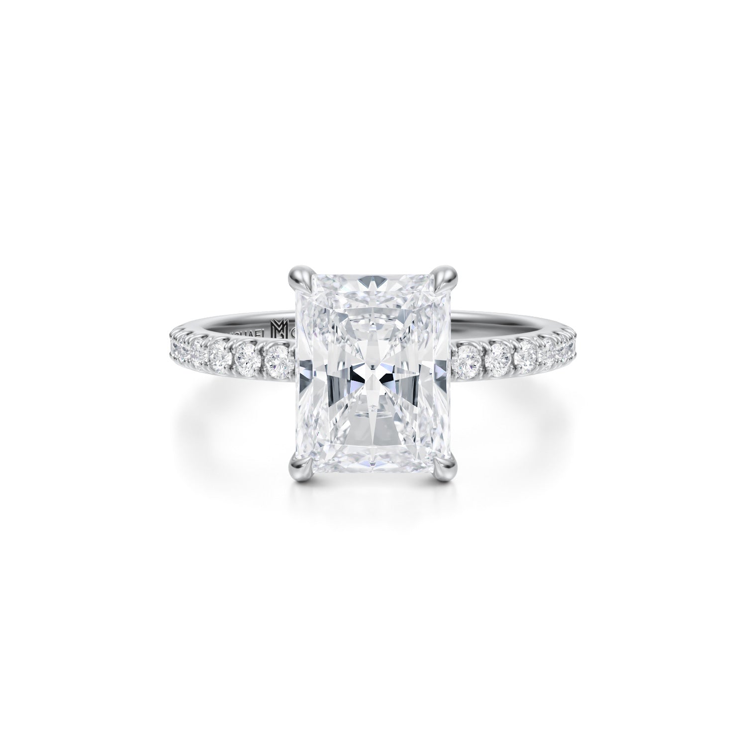 Radiant Pave Ring With Pave Prongs (3.20 Carat F-VS1) - Michael Gabriels