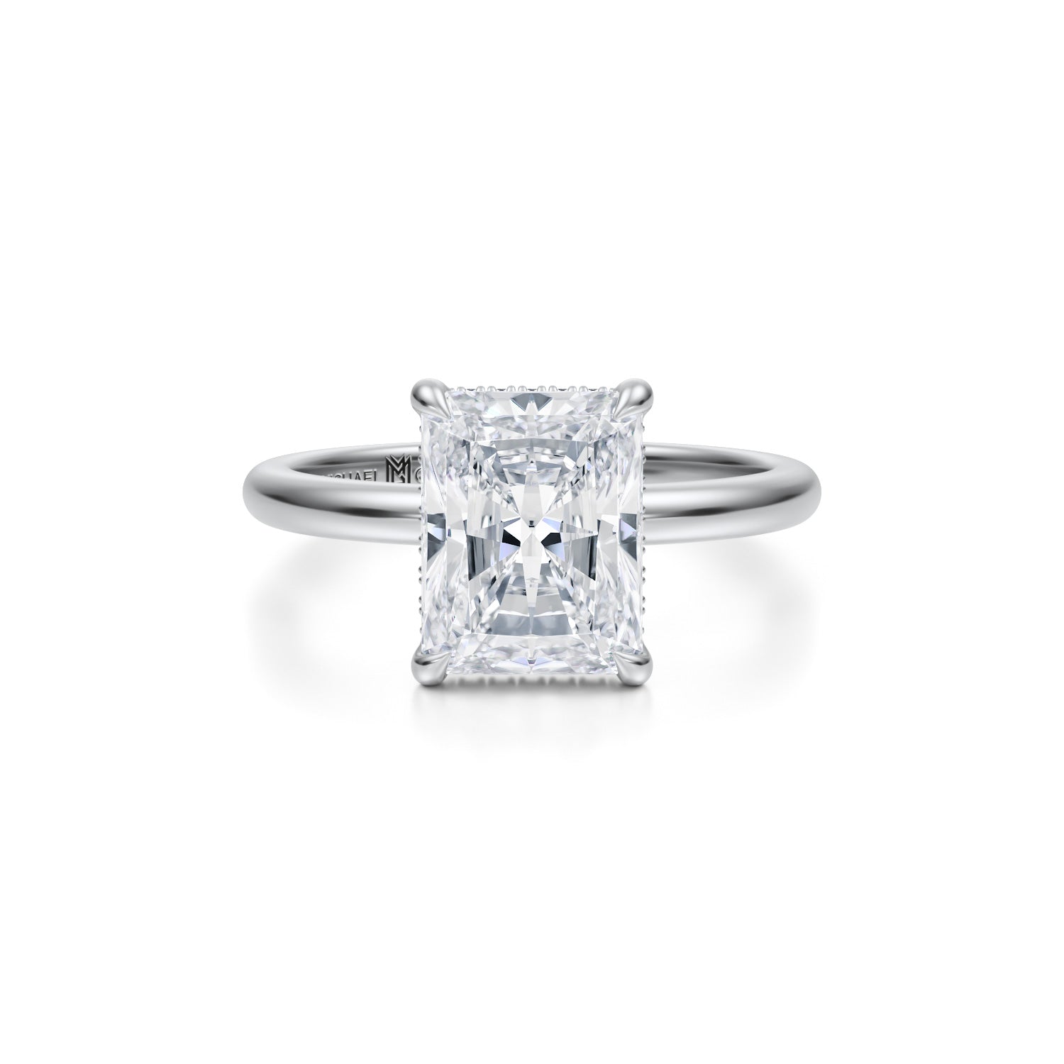 Radiant Solitaire Ring With Invisible Halo (2.50 Carat F-VVS2) - Michael Gabriels