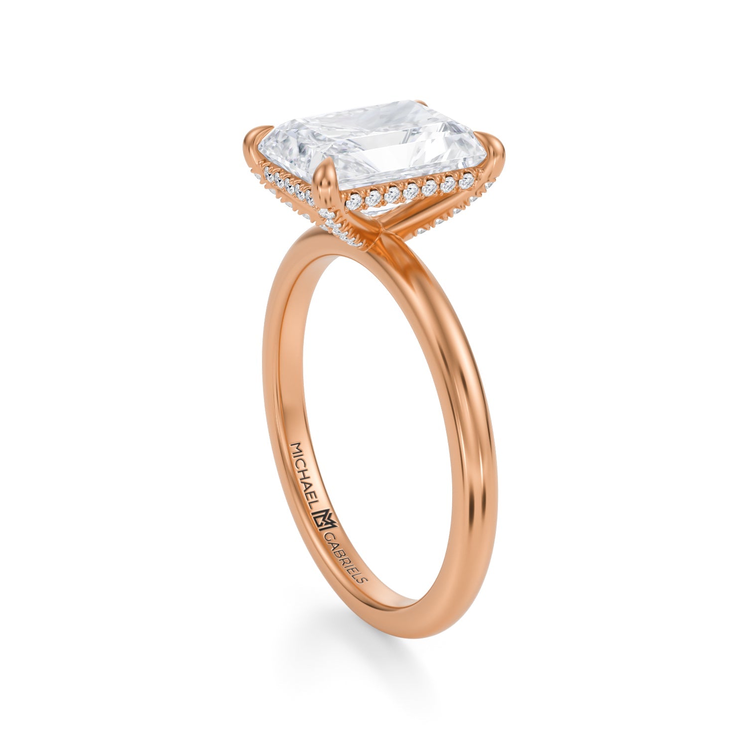 Radiant Solitaire Ring With Pave Basket (2.50 Carat G-VS1) - Michael Gabriels