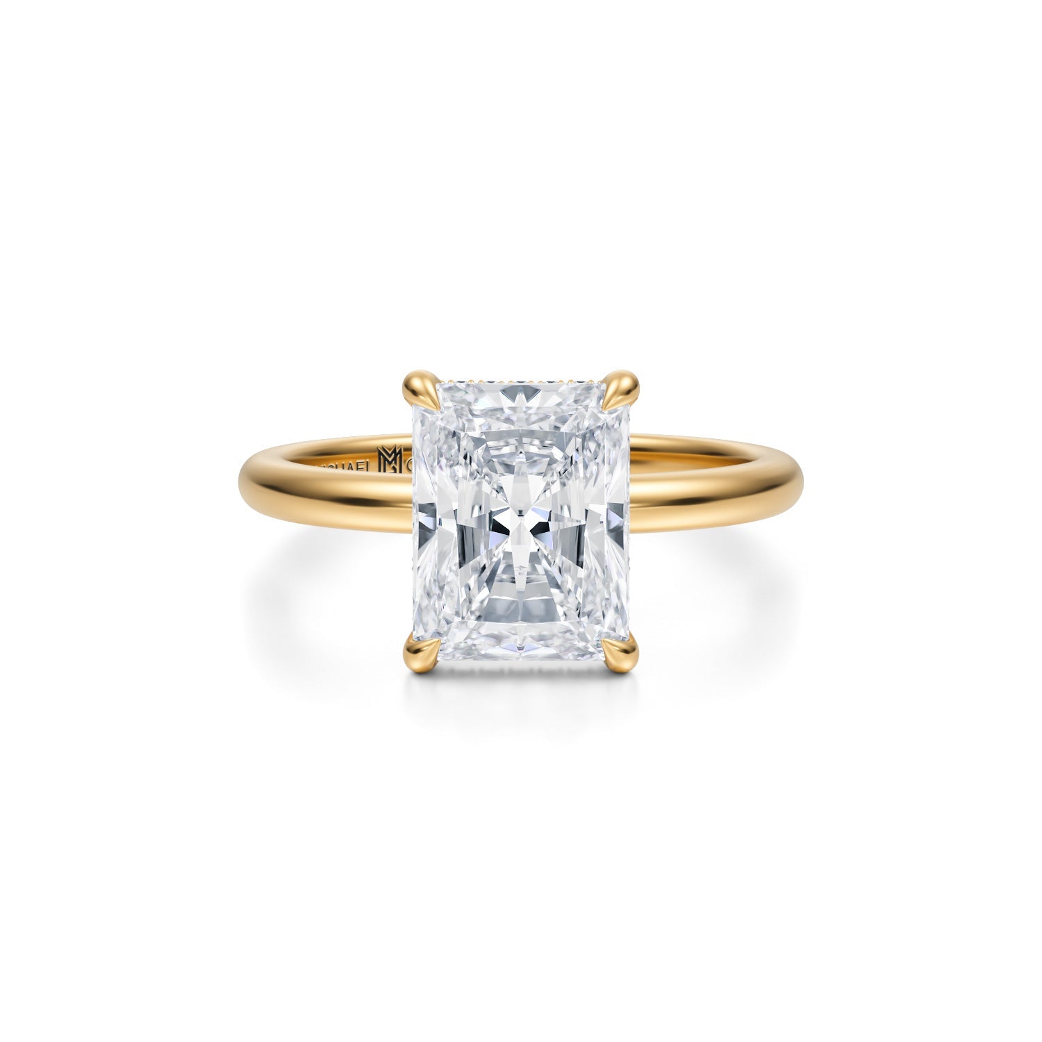 Radiant Solitaire Ring With Pave Basket (3.00 Carat D-VVS2) - Michael Gabriels