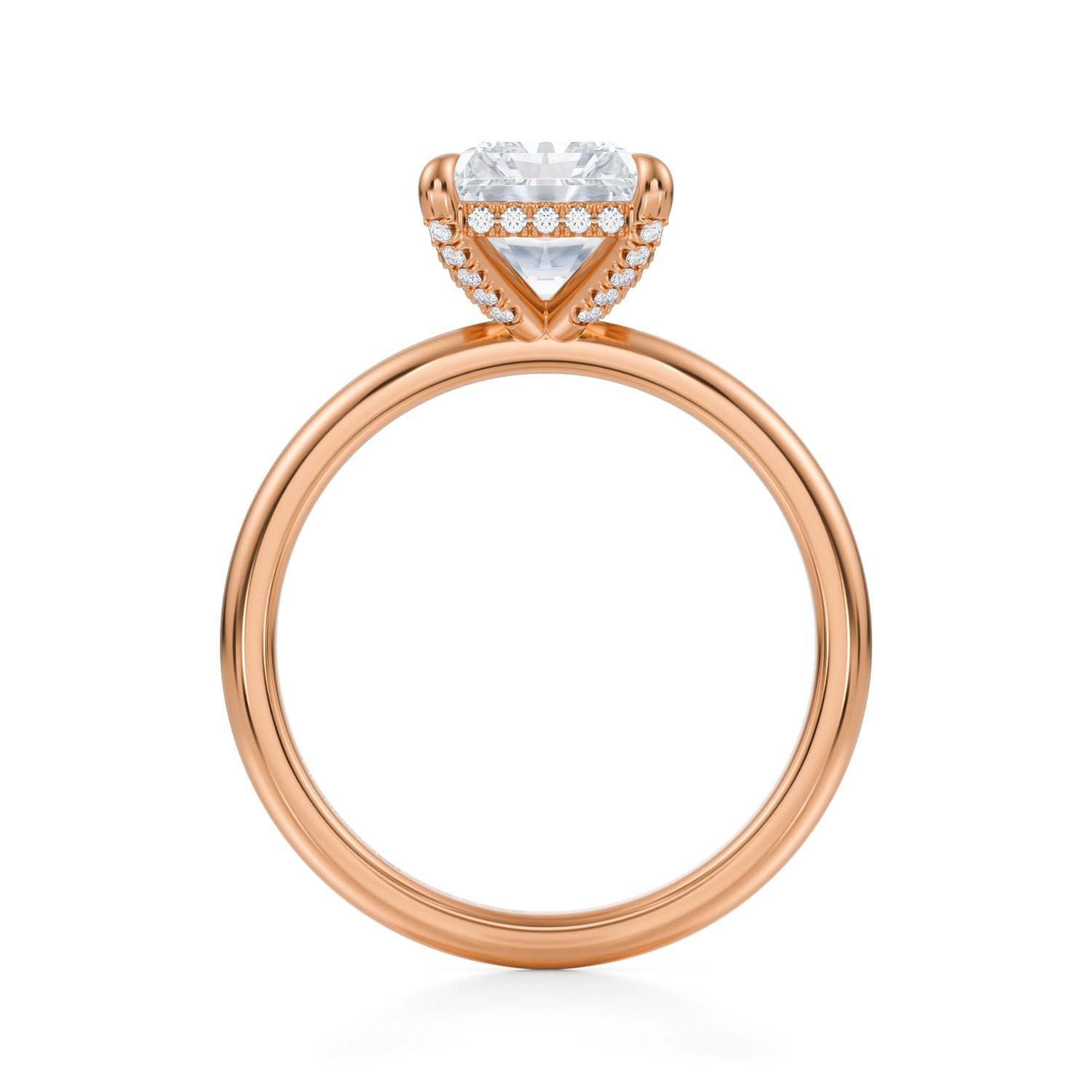 Radiant Solitaire Ring With Pave Basket (3.40 Carat G-VS1) - Michael Gabriels