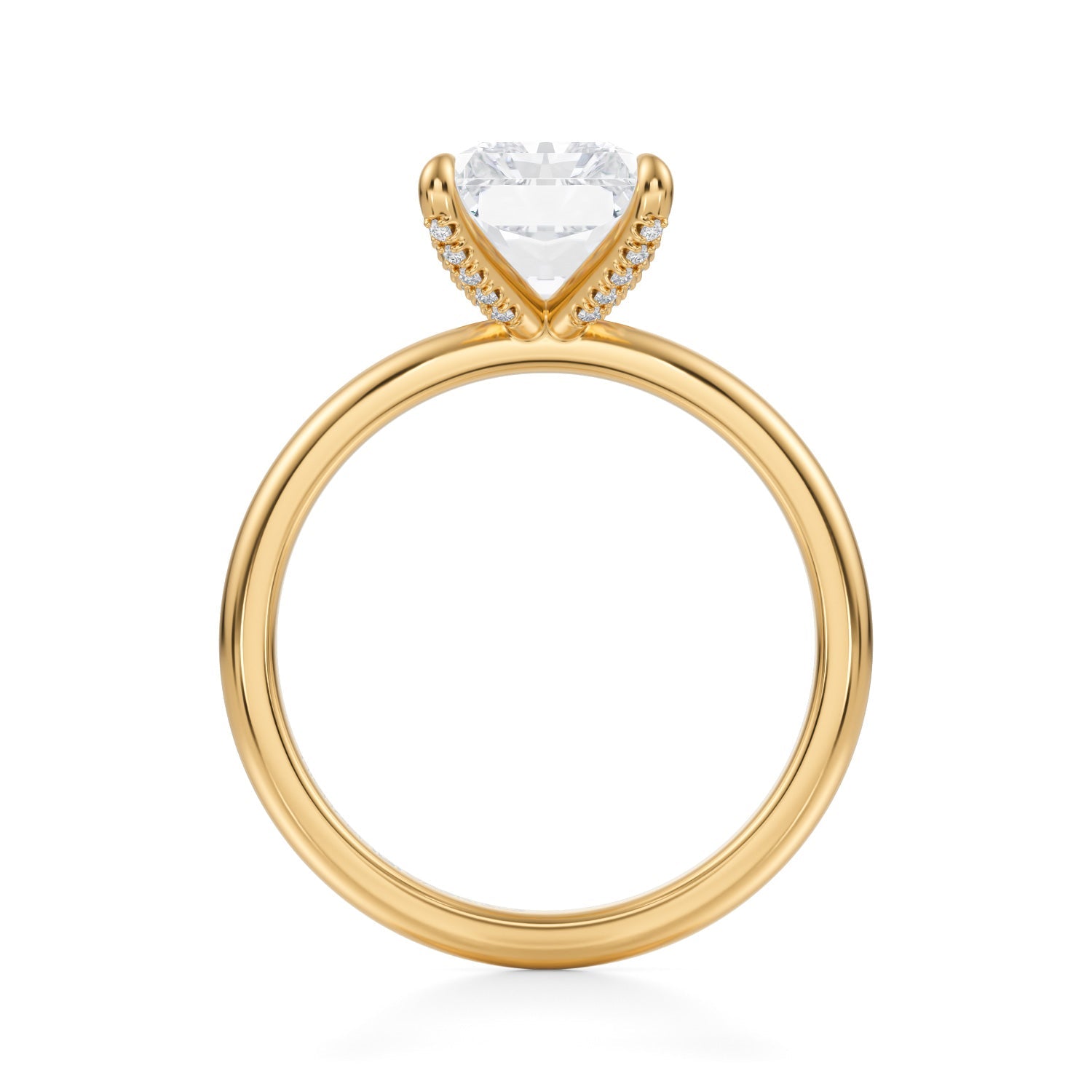 Radiant Solitaire Ring With Pave Prongs (2.20 Carat G-VVS2) - Michael Gabriels