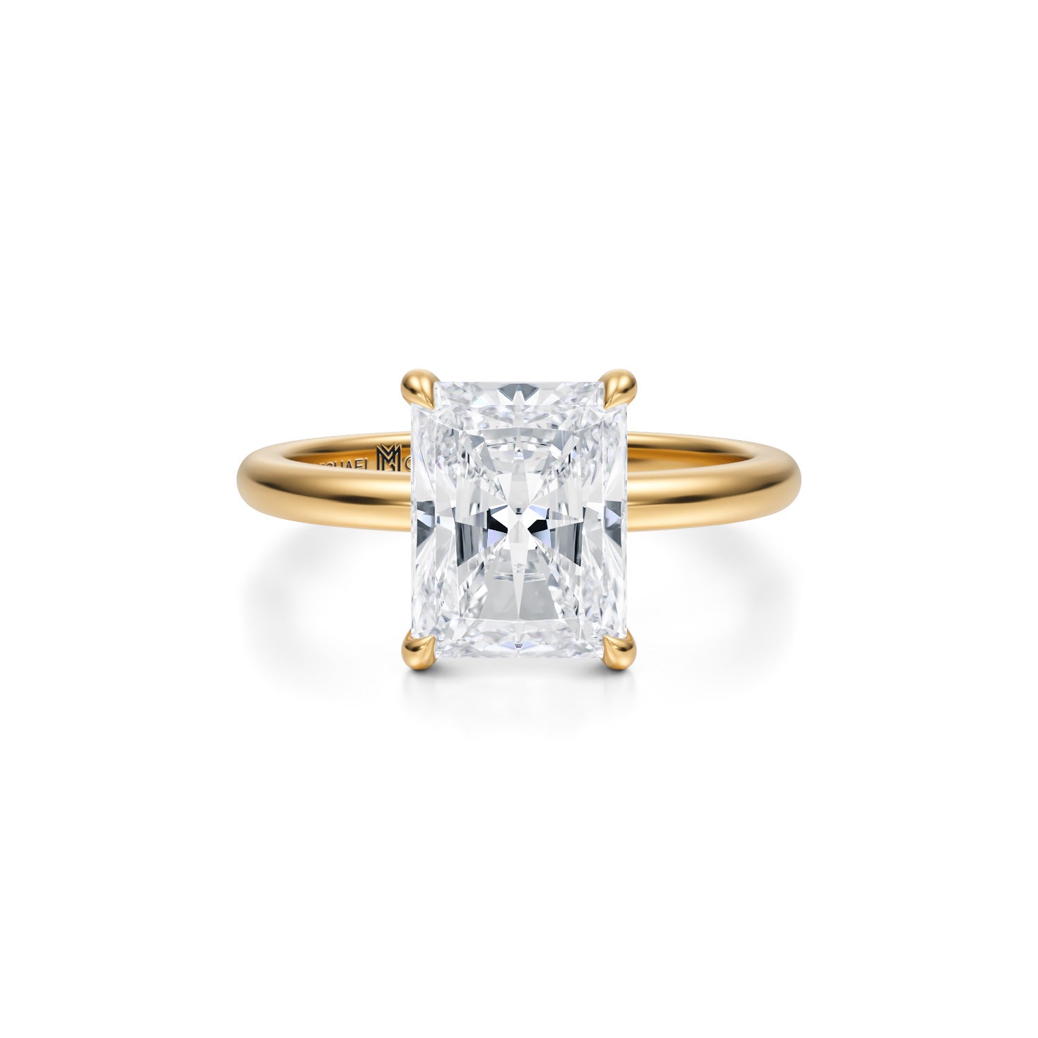 Radiant Solitaire Ring With Pave Prongs (3.40 Carat G-VVS2) - Michael Gabriels