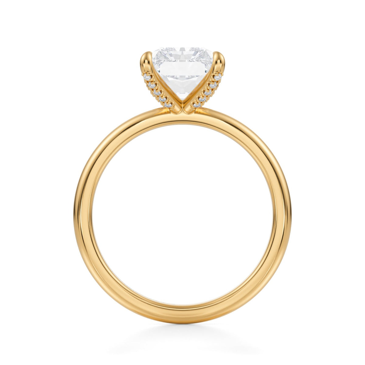 Radiant Solitaire Ring With Pave Prongs (3.50 Carat E-VS1) - Michael Gabriels