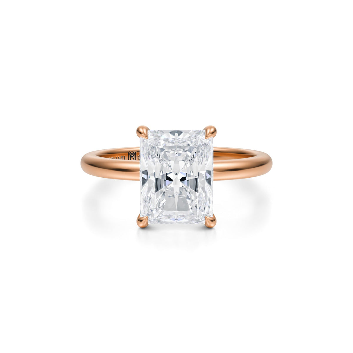 Radiant Solitaire Ring With Pave Prongs (3.50 Carat E-VS1) - Michael Gabriels