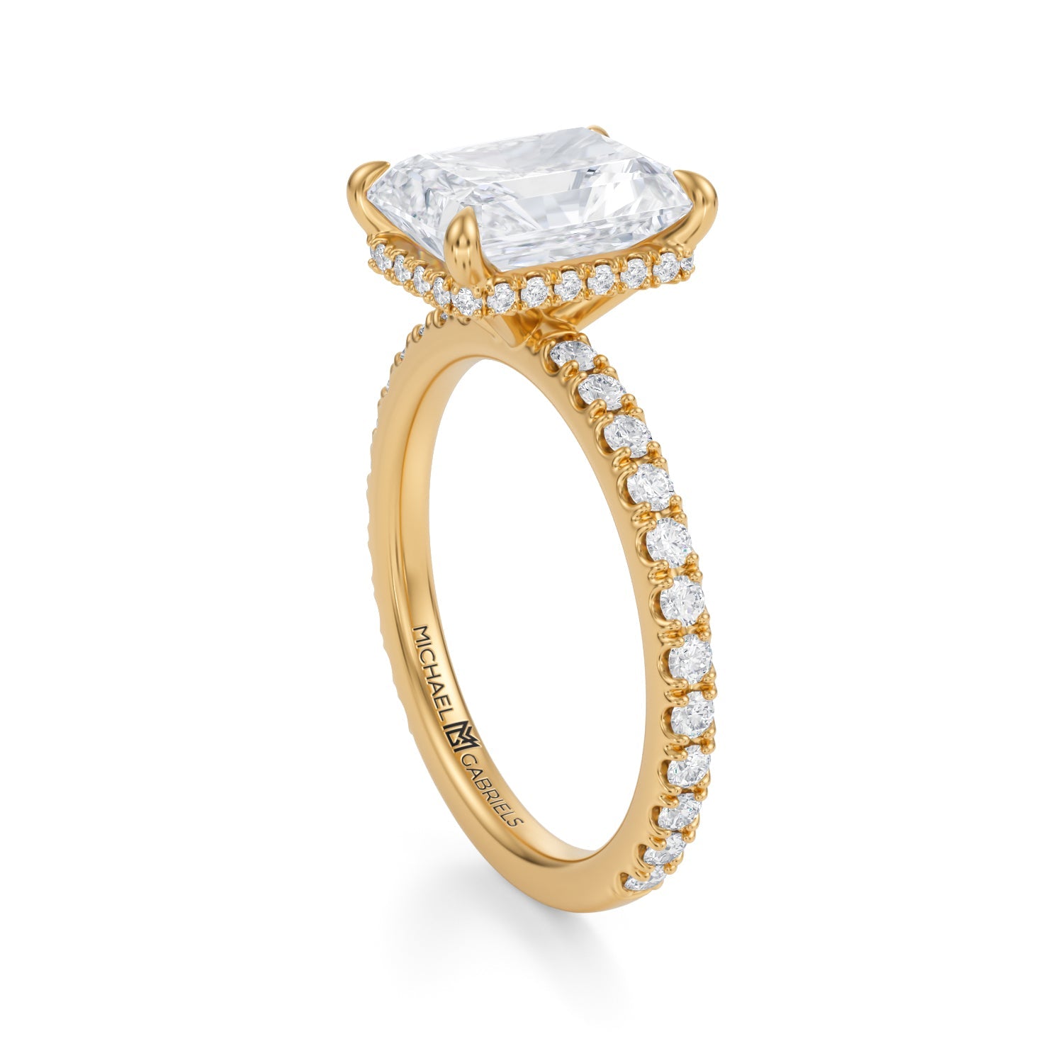Radiant Wrap Halo With Pave Ring (3.20 Carat F-VS1) - Michael Gabriels