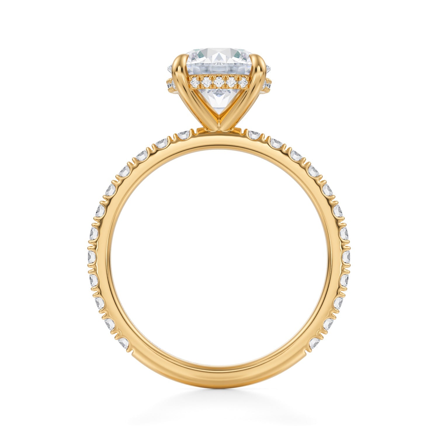 Round Invisible Halo With Pave Ring (3.70 Carat G-VVS2) - Michael Gabriels