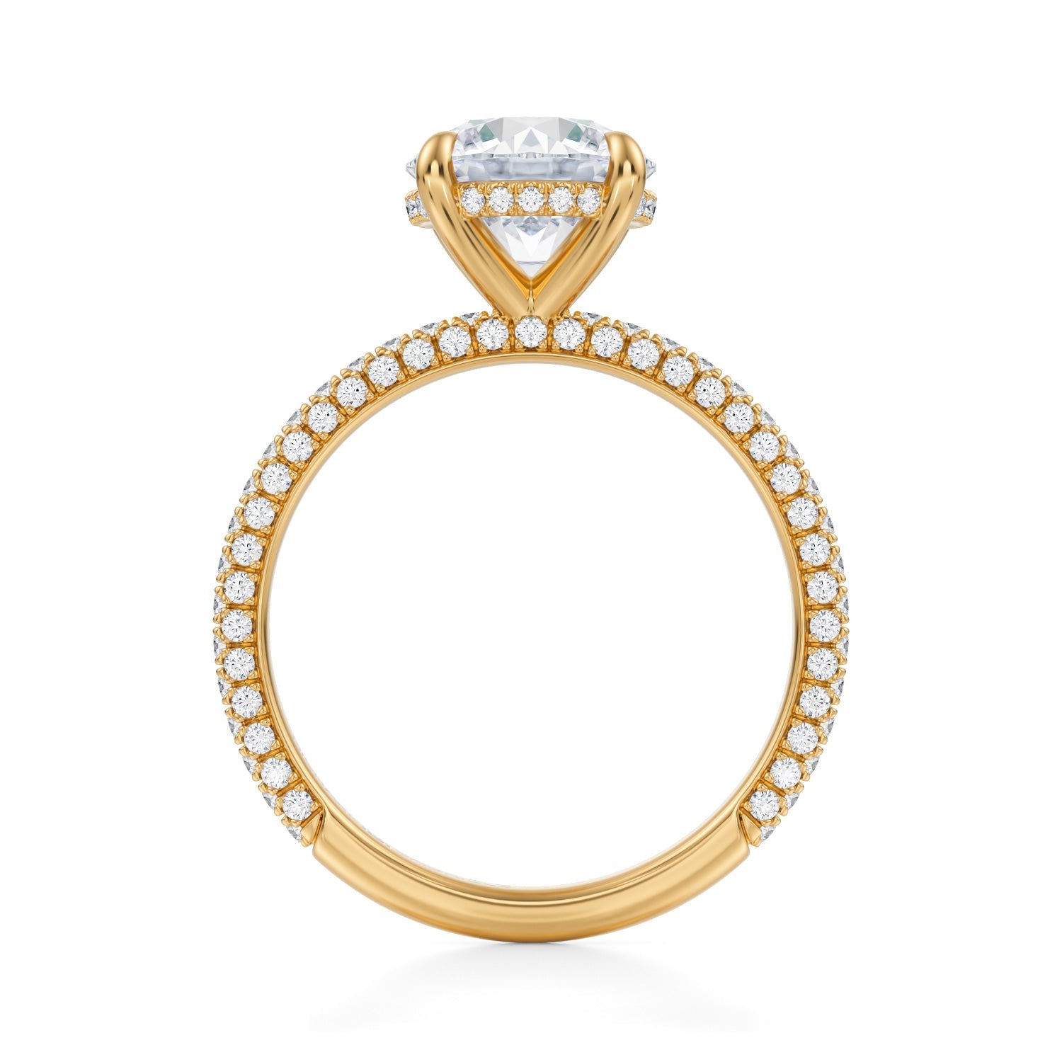 Round Invisible Halo With Trio Pave Ring (3.70 Carat F-VS1) - Michael Gabriels
