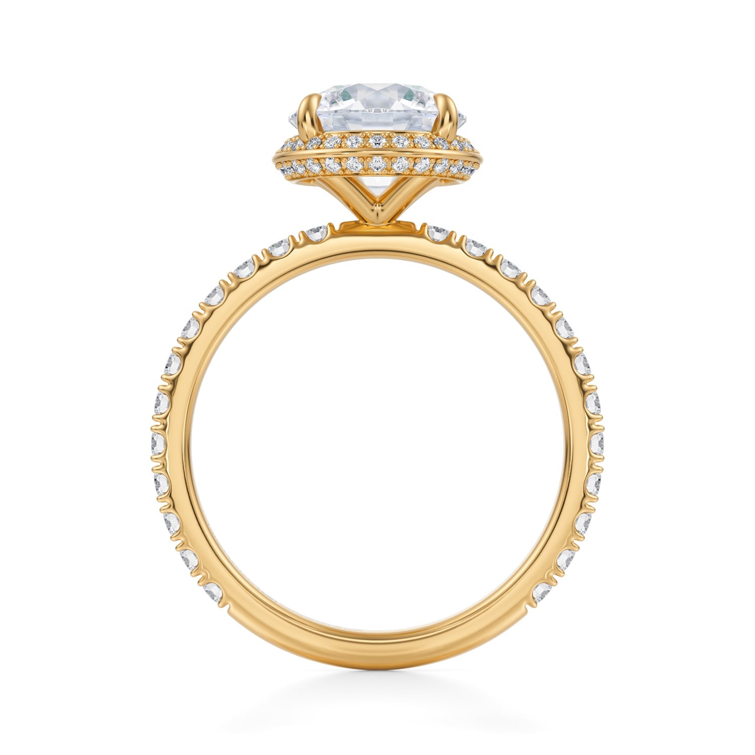 Round Knife Edge Halo With Pave Ring (1.00 Carat E-VVS2) - Michael Gabriels