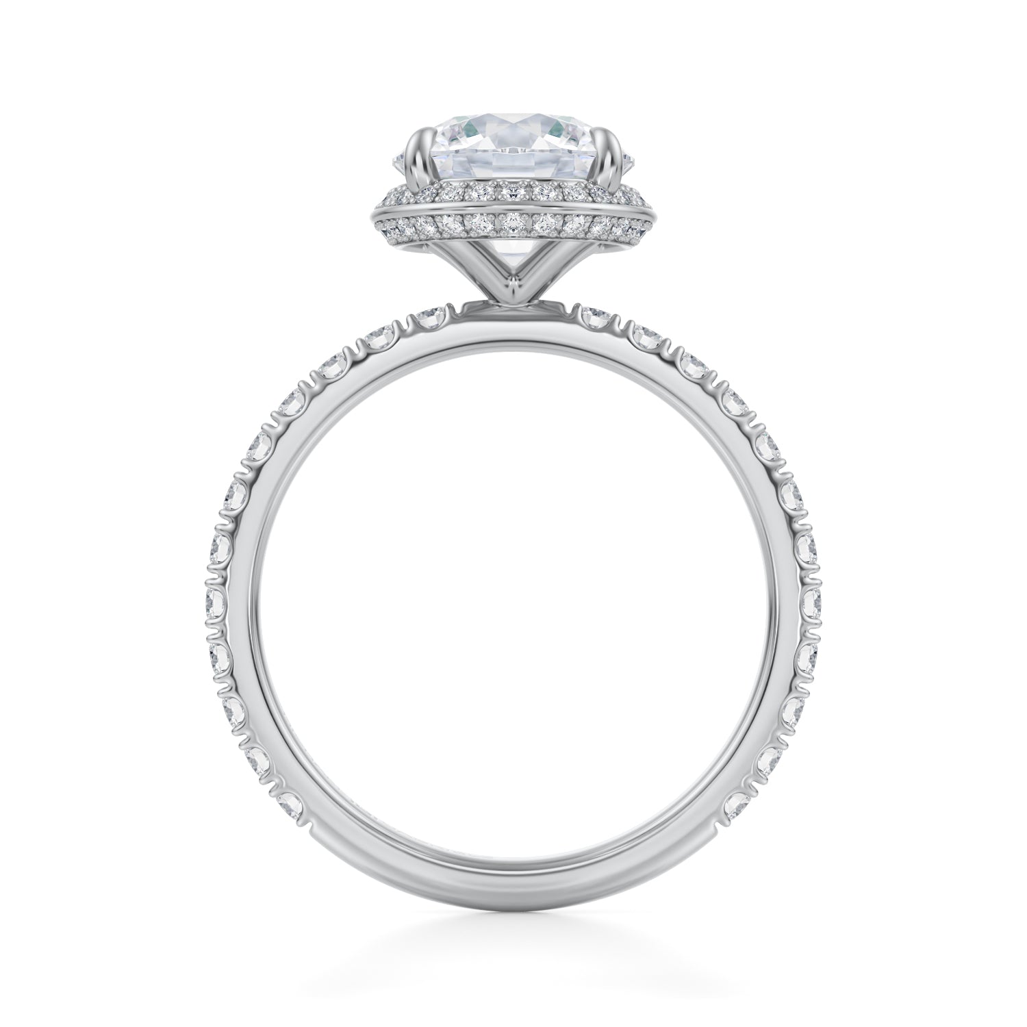 Round Knife Edge Halo With Pave Ring (1.50 Carat E-VVS2) - Michael Gabriels
