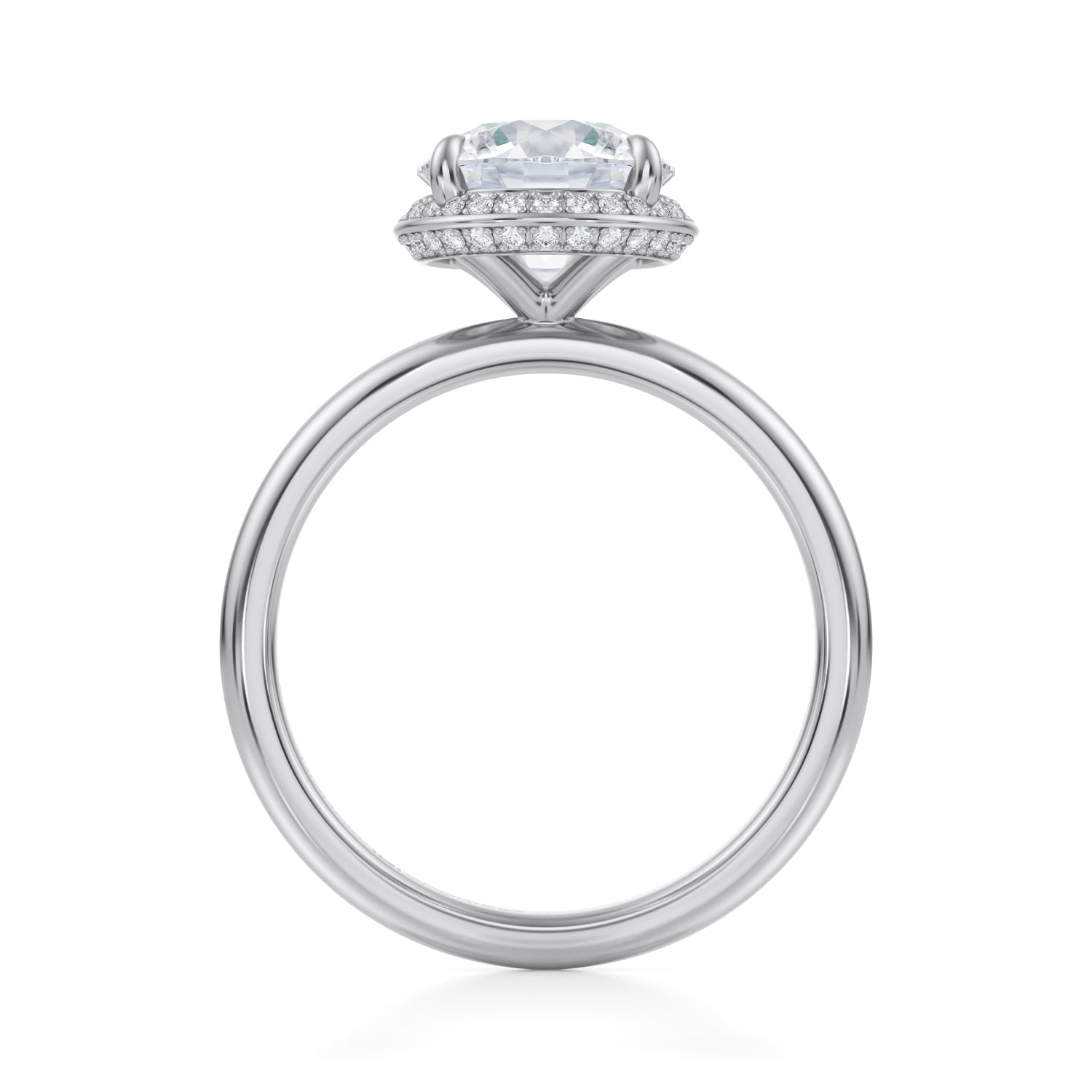 Round Knife Edge Halo With Solitaire Ring (1.70 Carat E-VVS2) - Michael Gabriels