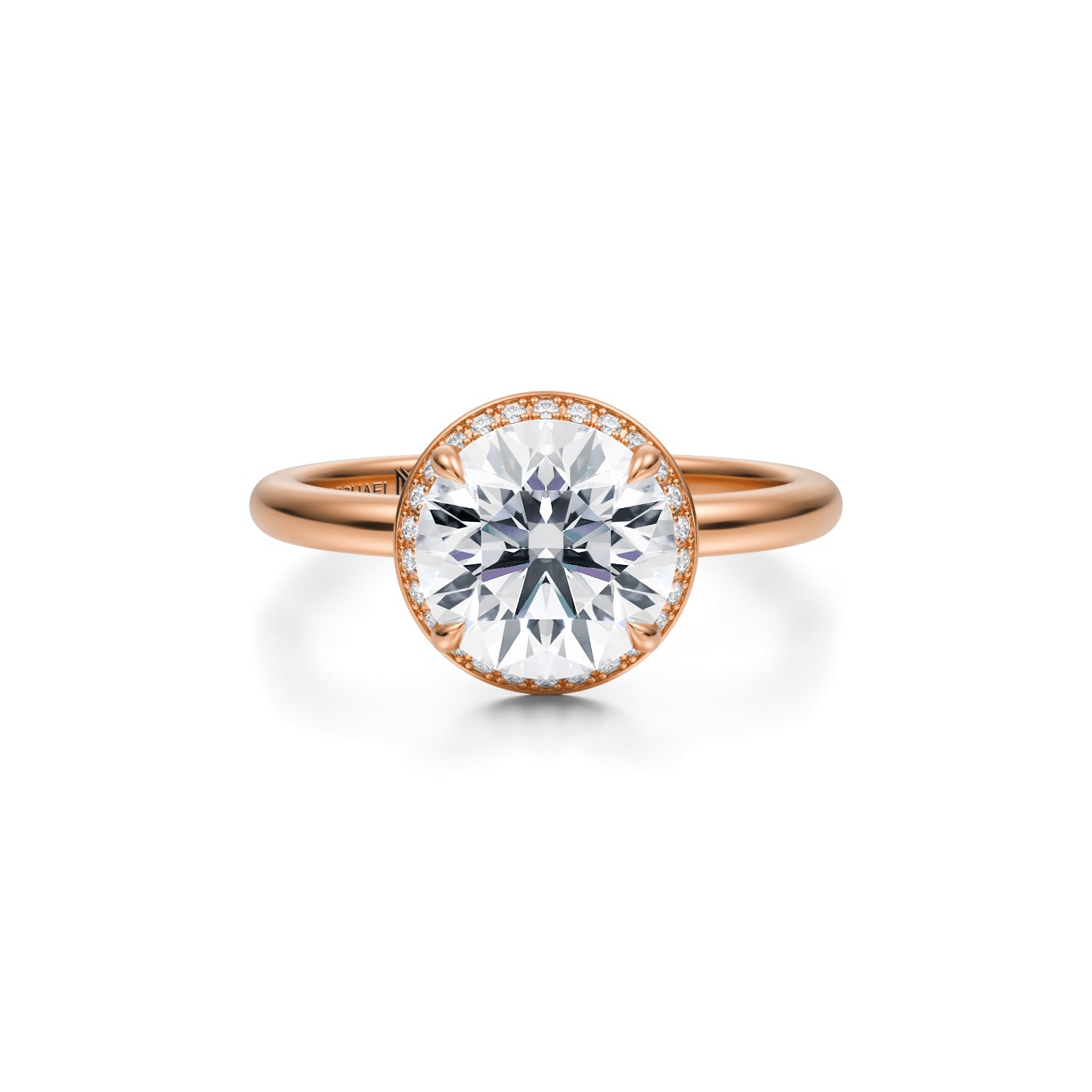 Round Knife Edge Halo With Solitaire Ring (3.50 Carat D-VVS2) - Michael Gabriels
