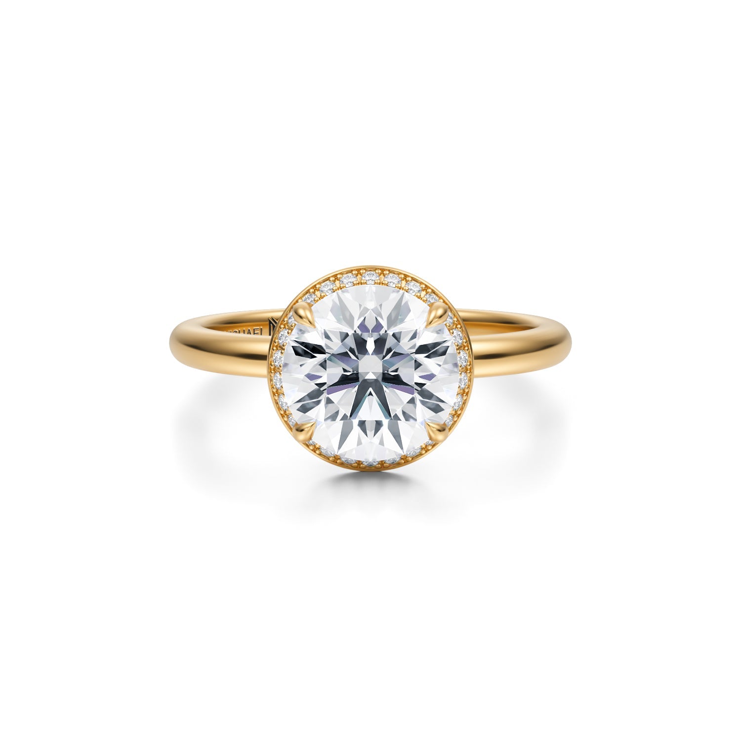 Round Knife Edge Halo With Solitaire Ring (3.50 Carat D-VVS2) - Michael Gabriels