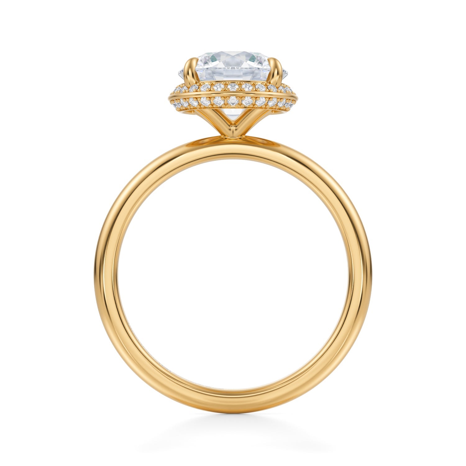 Round Knife Edge Halo With Solitaire Ring (3.70 Carat D-VVS2) - Michael Gabriels