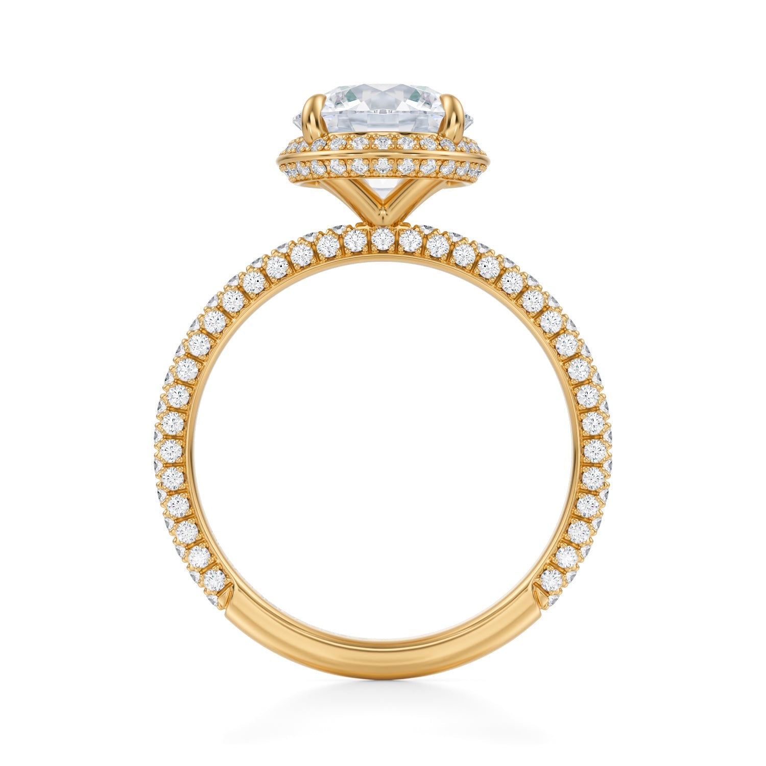 Round Knife Edge Halo With Trio Pave Ring (2.00 Carat G-VVS2) - Michael Gabriels