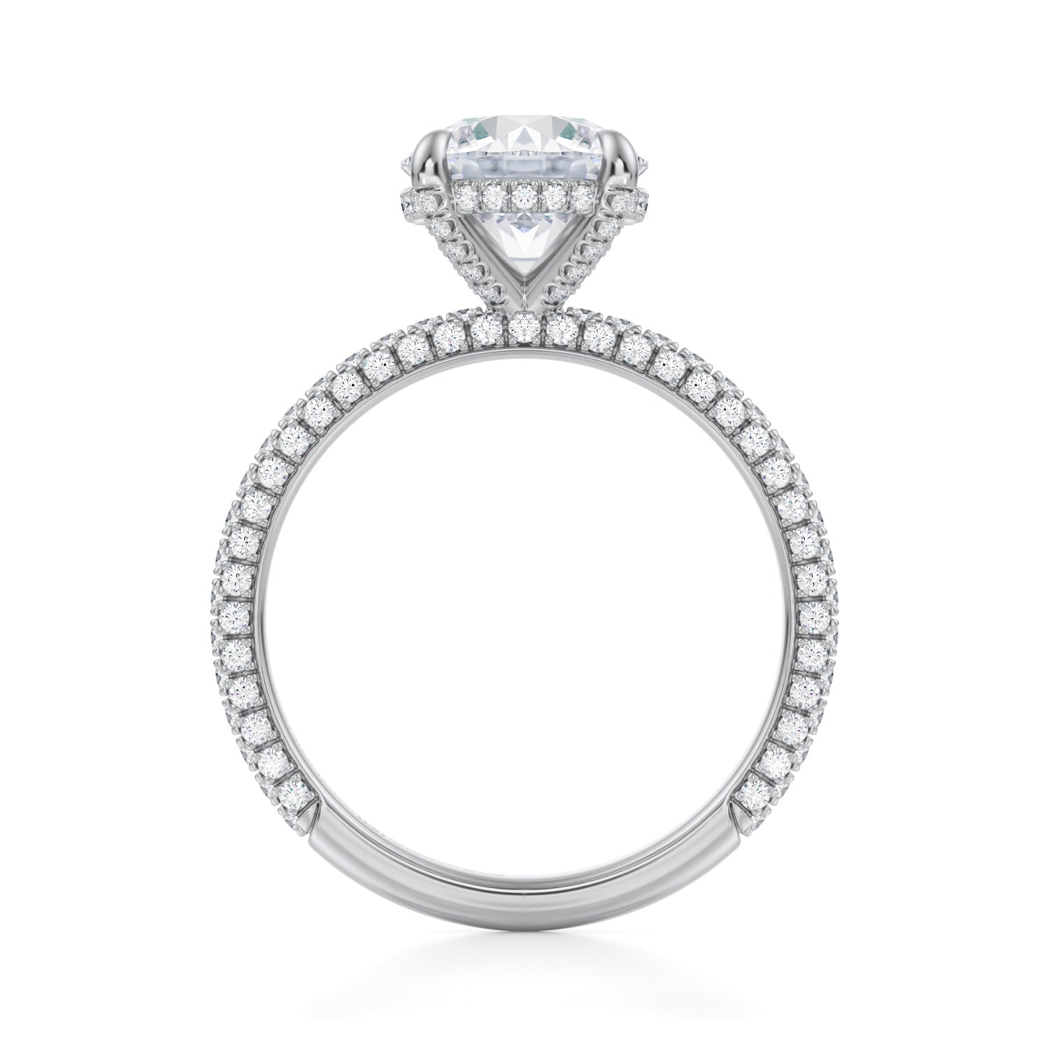 Round Pave Basket With Trio Pave Ring (2.50 Carat D-VVS2) - Michael Gabriels