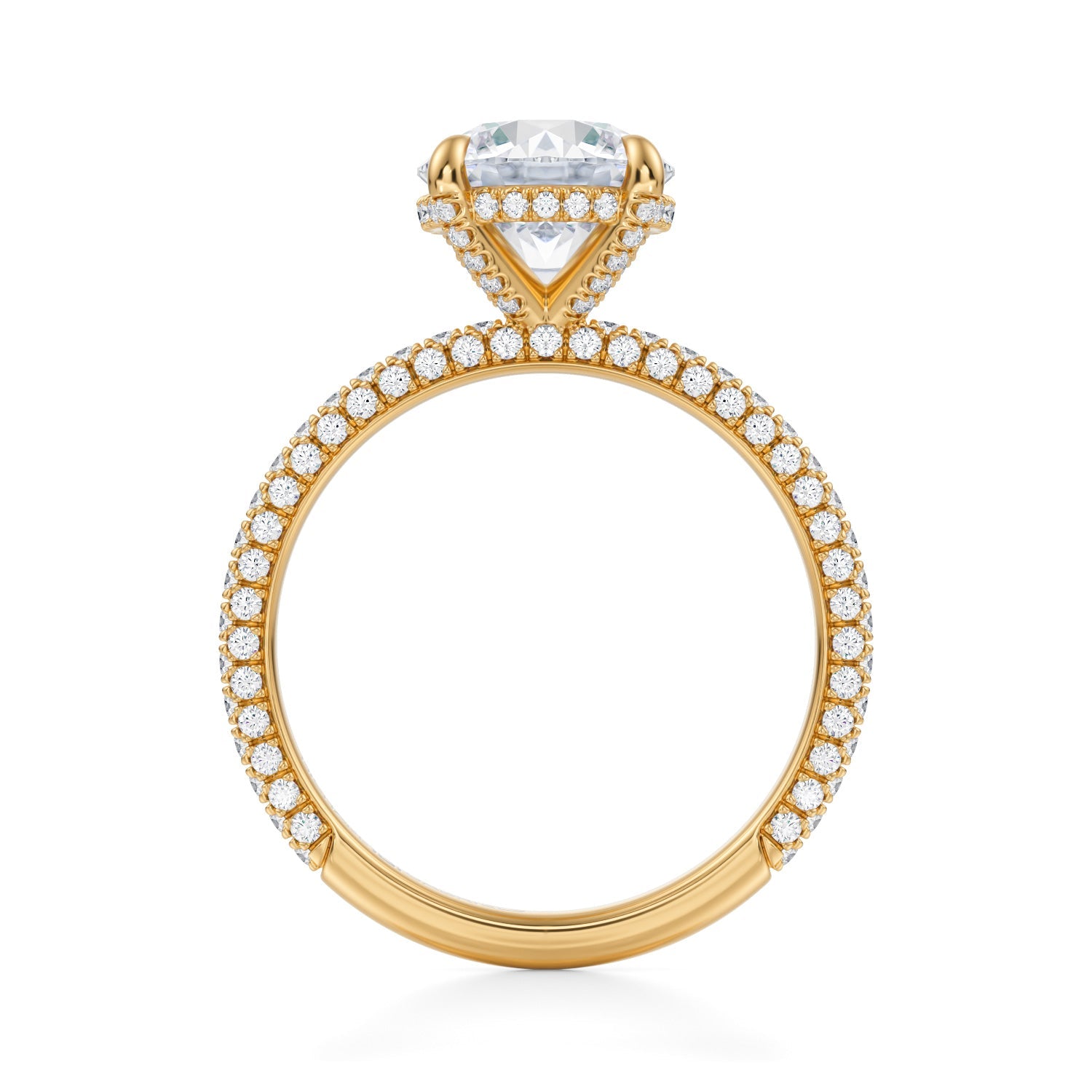 Round Pave Basket With Trio Pave Ring (3.00 Carat F-VVS2) - Michael Gabriels