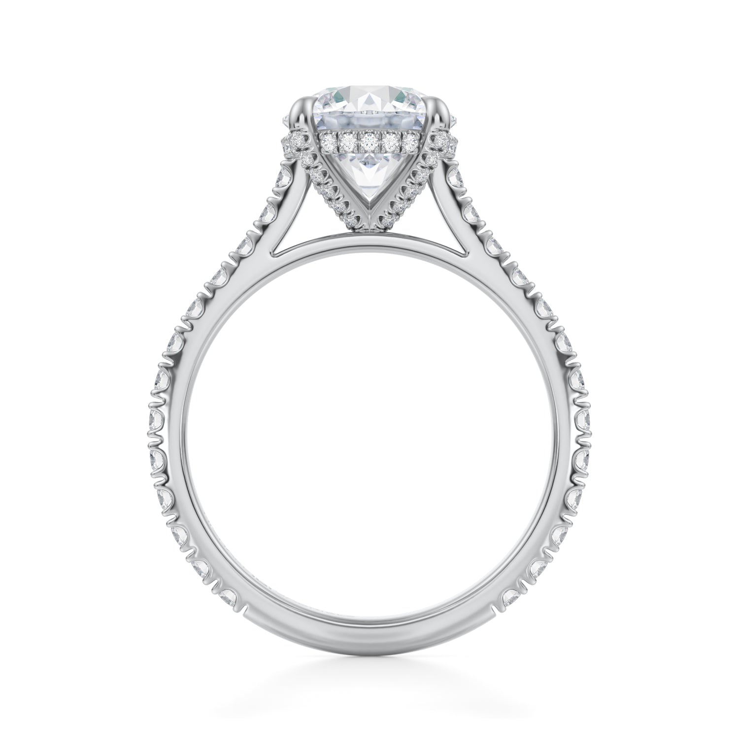 Round Pave Cathedral Ring With Pave Basket (2.20 Carat D-VVS2) - Michael Gabriels