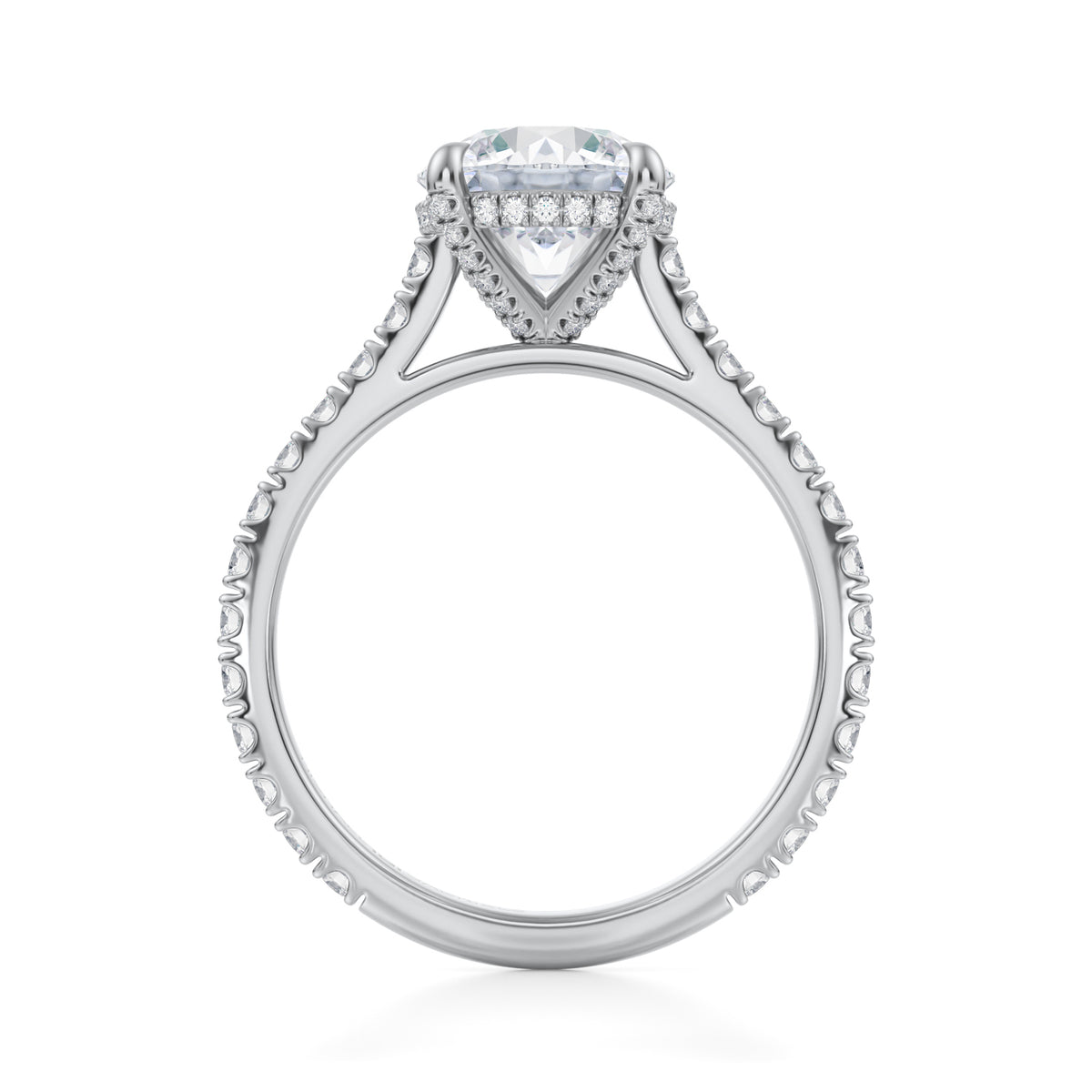 Round Pave Cathedral Ring With Pave Basket (2.50 Carat F-VVS2) Deposit GM - Michael Gabriels