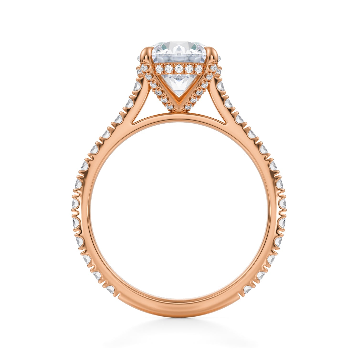 Round Pave Cathedral Ring With Pave Basket (3.70 Carat F-VS1) - Michael Gabriels