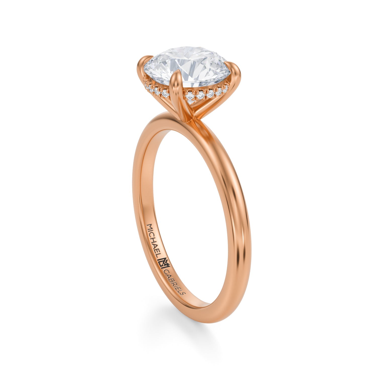 Round Solitaire Ring With Invisible Halo (3.50 Carat E-VVS2) - Michael Gabriels