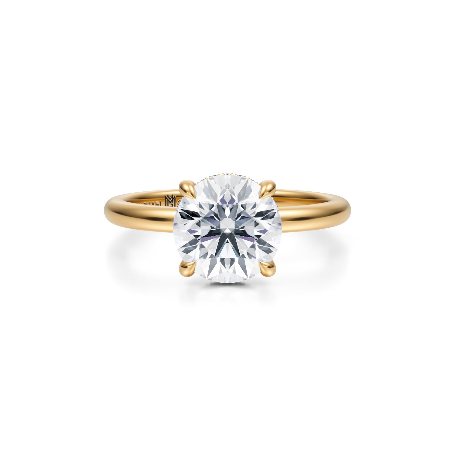 Round Solitaire Ring With Pave Basket (2.50 Carat D-VVS2) - Michael Gabriels