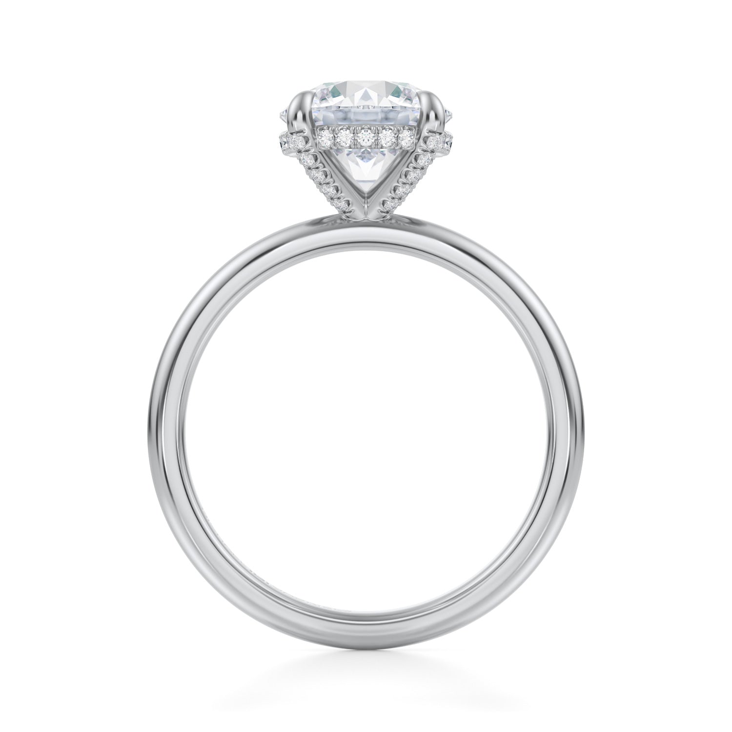 Round Solitaire Ring With Pave Basket (2.50 Carat D-VVS2) - Michael Gabriels