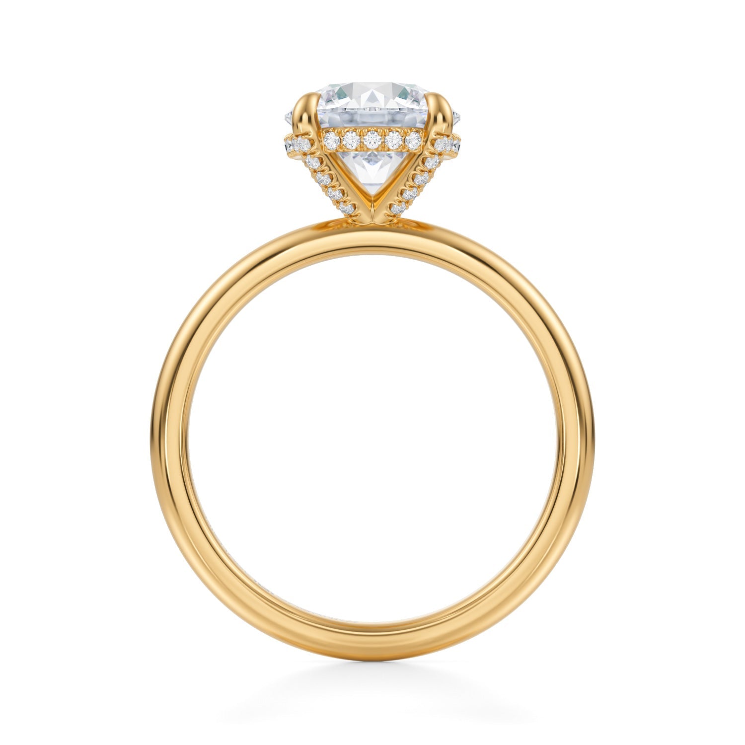 Round Solitaire Ring With Pave Basket (3.00 Carat D-VVS2) - Michael Gabriels