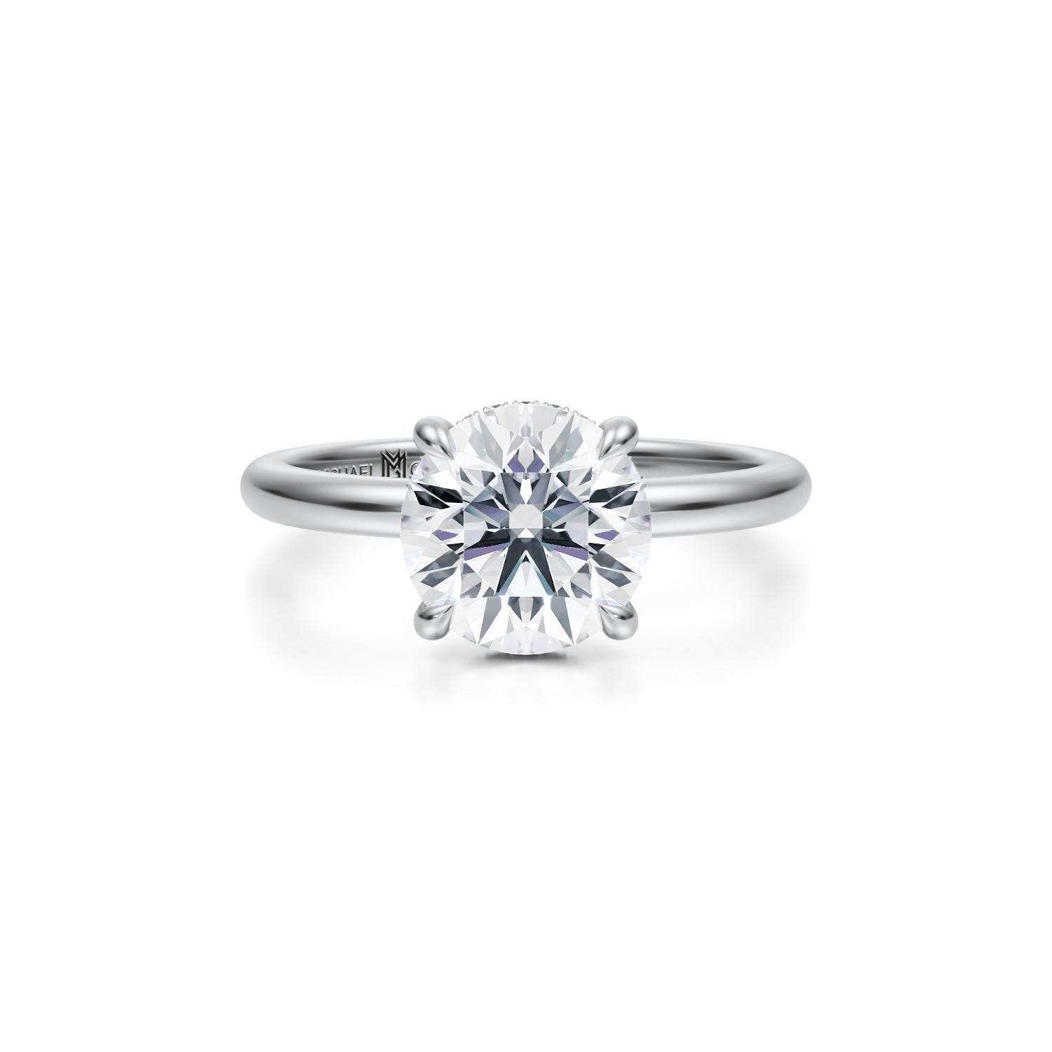 Round Solitaire Ring With Pave Basket (3.40 Carat D-VS1) - Michael Gabriels