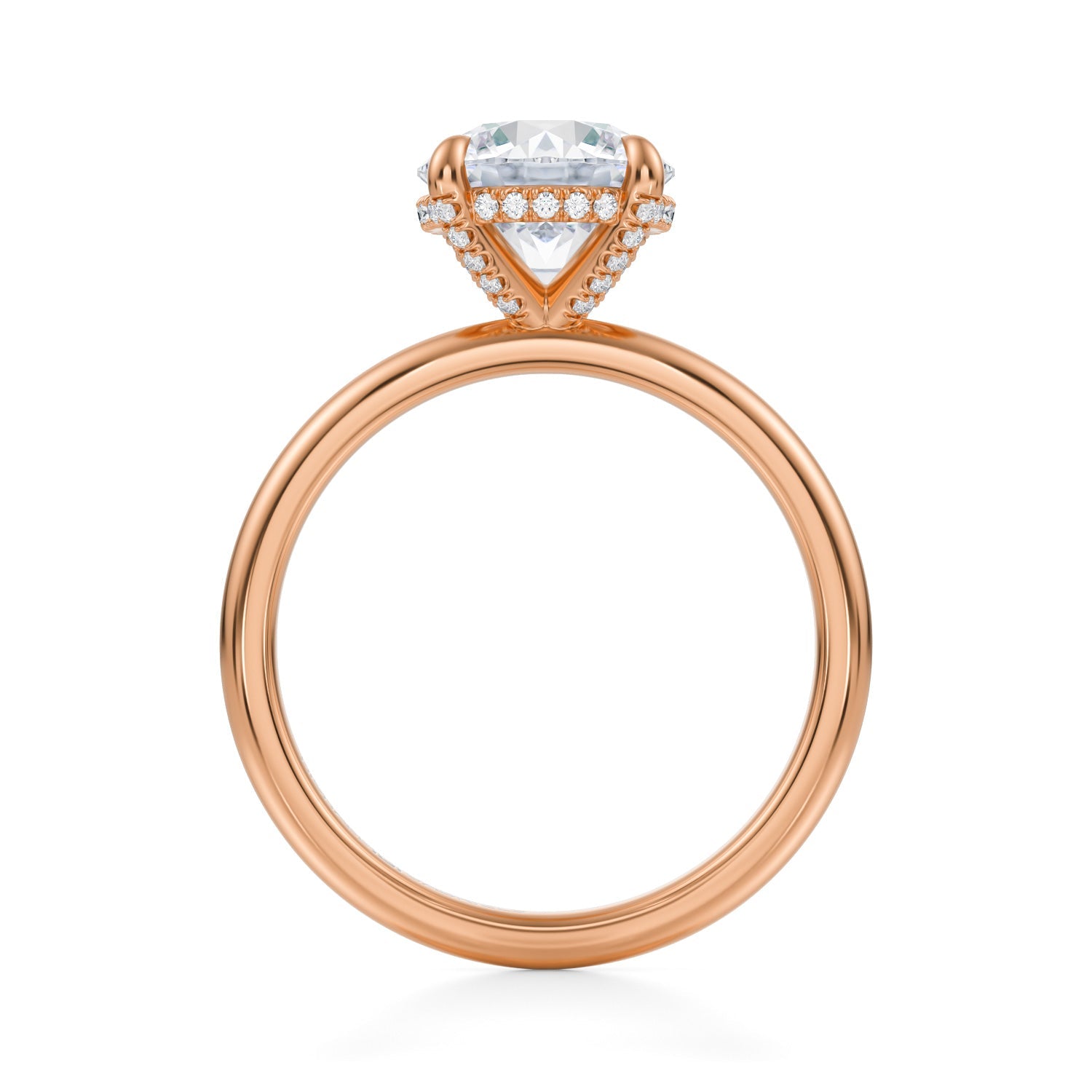 Round Solitaire Ring With Pave Basket (3.40 Carat G-VS1) - Michael Gabriels