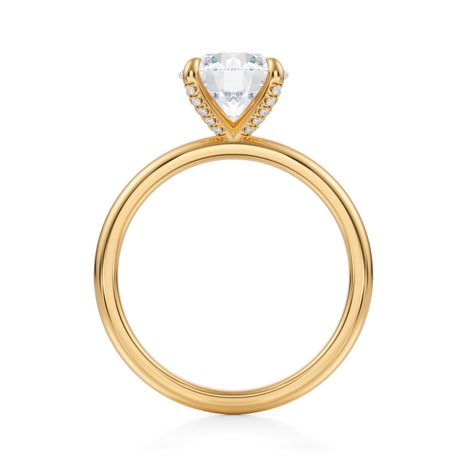 Round Solitaire Ring With Pave Prongs (1.50 Carat G-VS1) - Michael Gabriels