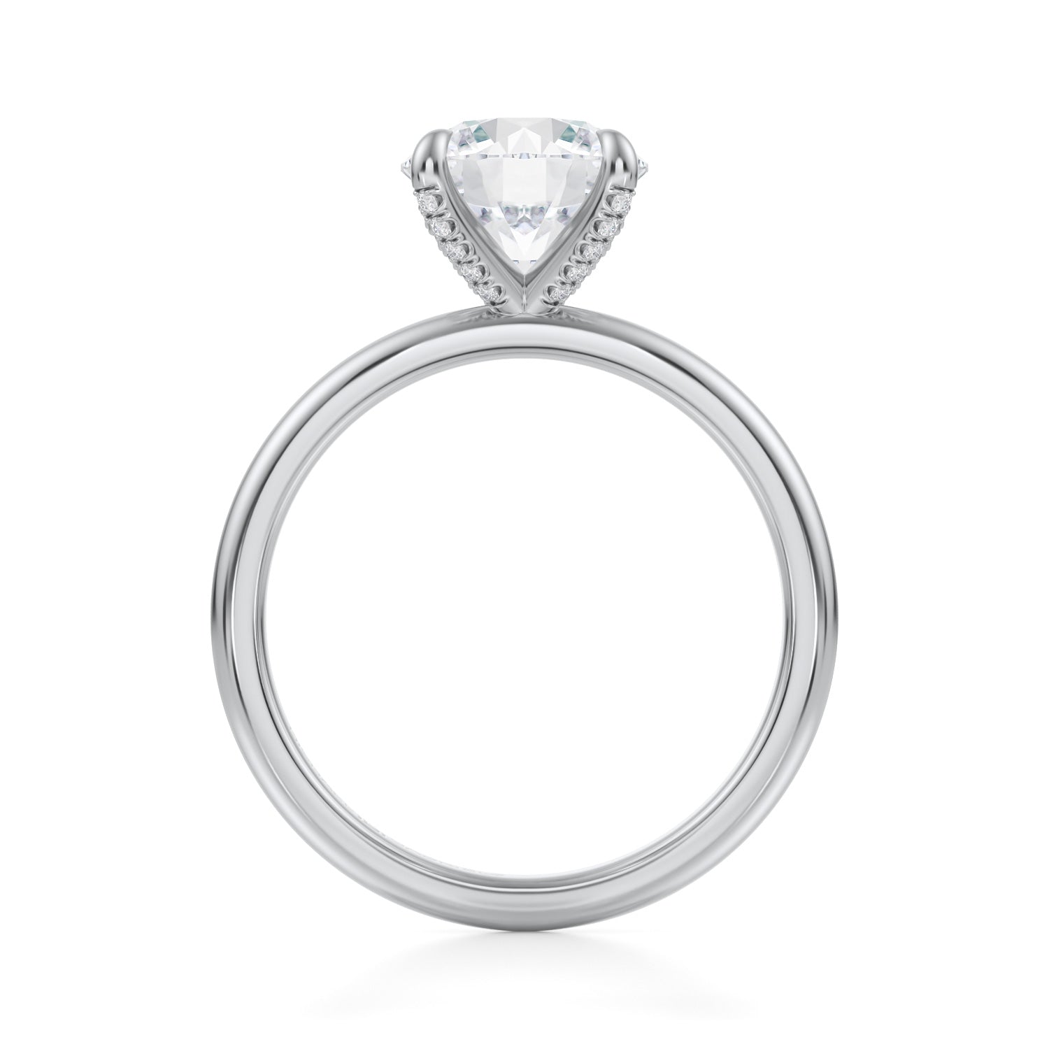 Round Solitaire Ring With Pave Prongs - Michael Gabriels