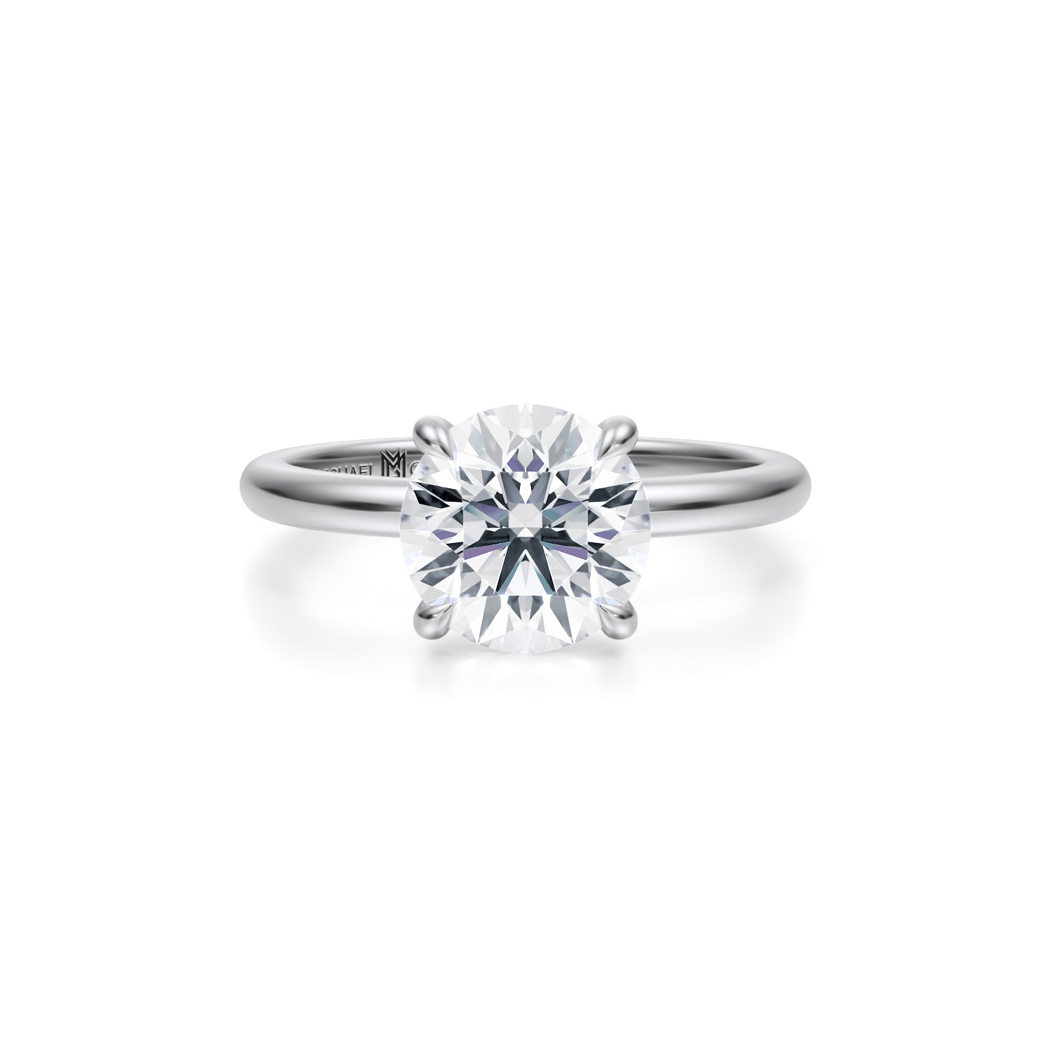 Round Solitaire Ring With Pave Prongs (3.40 Carat G-VS1) - Michael Gabriels