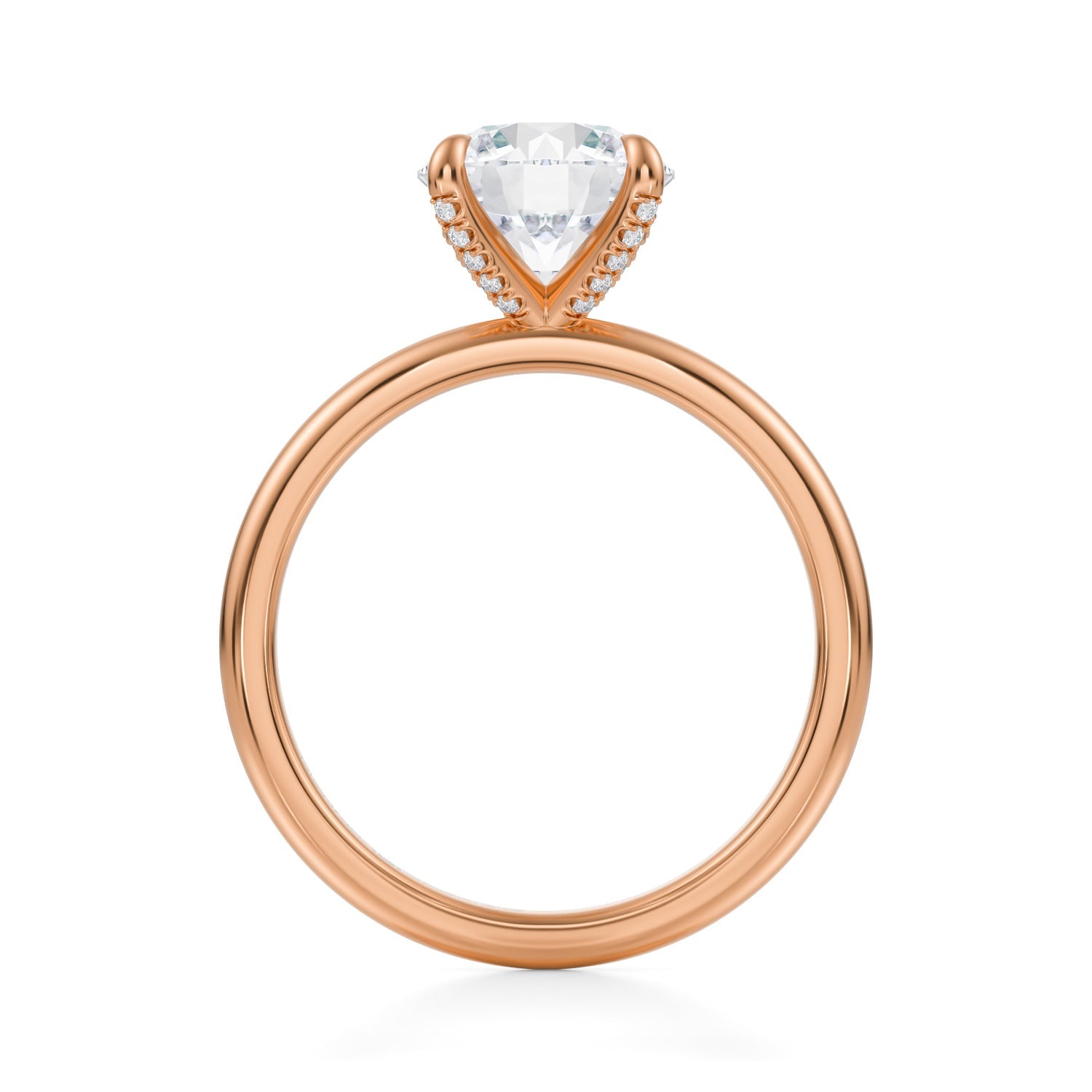 Round Solitaire Ring With Pave Prongs (3.70 Carat E-VS1) - Michael Gabriels
