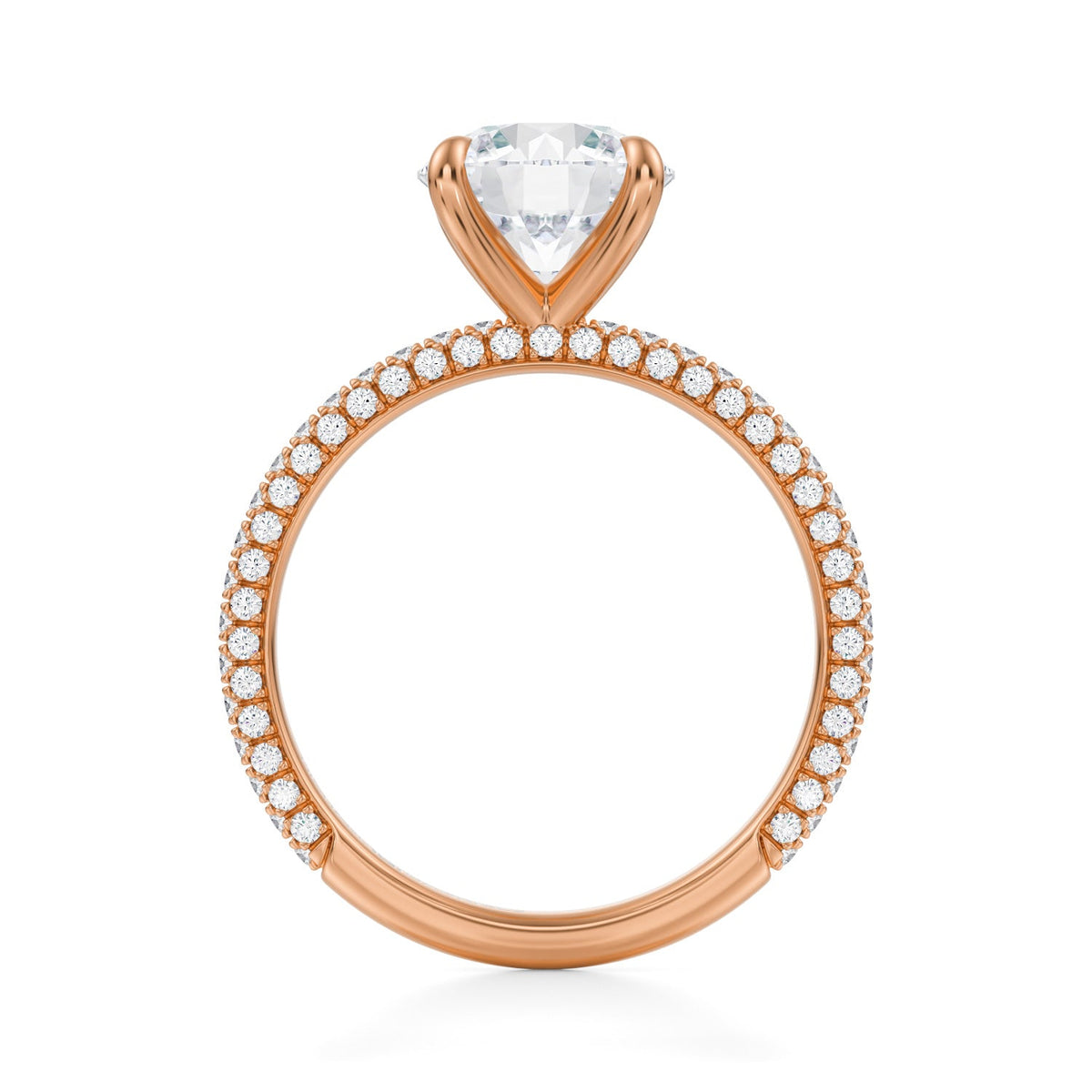 Round Trio Pave Ring (1.40 Carat E-VS1) - Michael Gabriels
