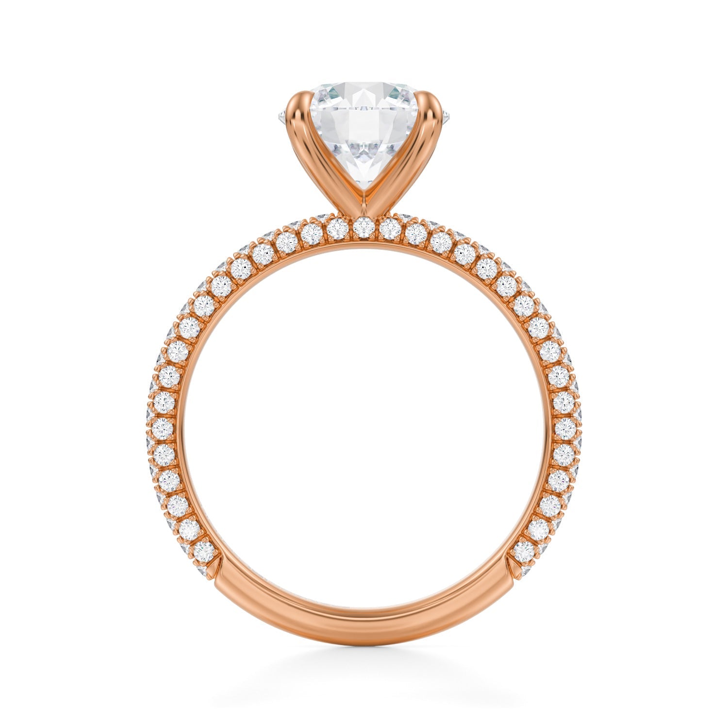 Round Trio Pave Ring (2.50 Carat G-VS1) - Michael Gabriels