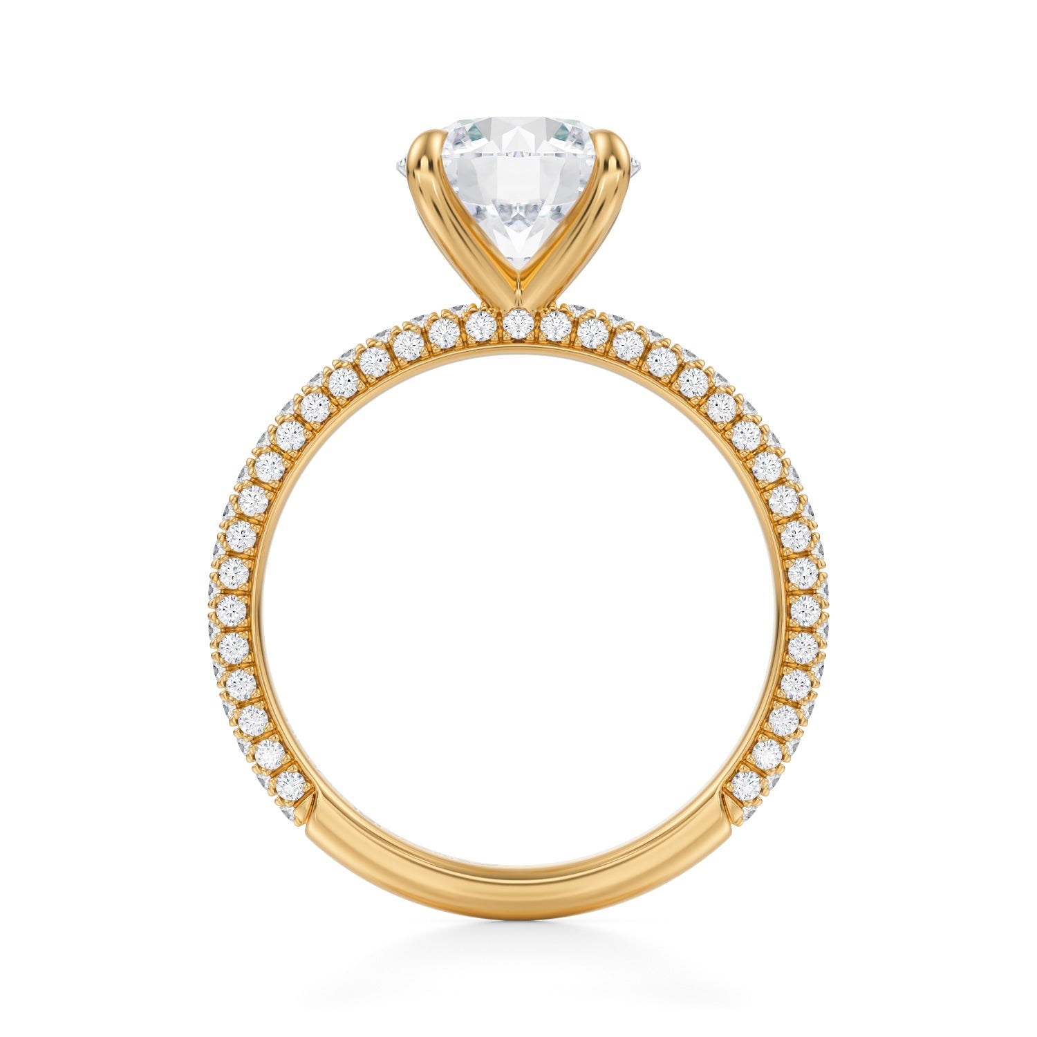 Round Trio Pave Ring (3.40 Carat D-VVS2) - Michael Gabriels
