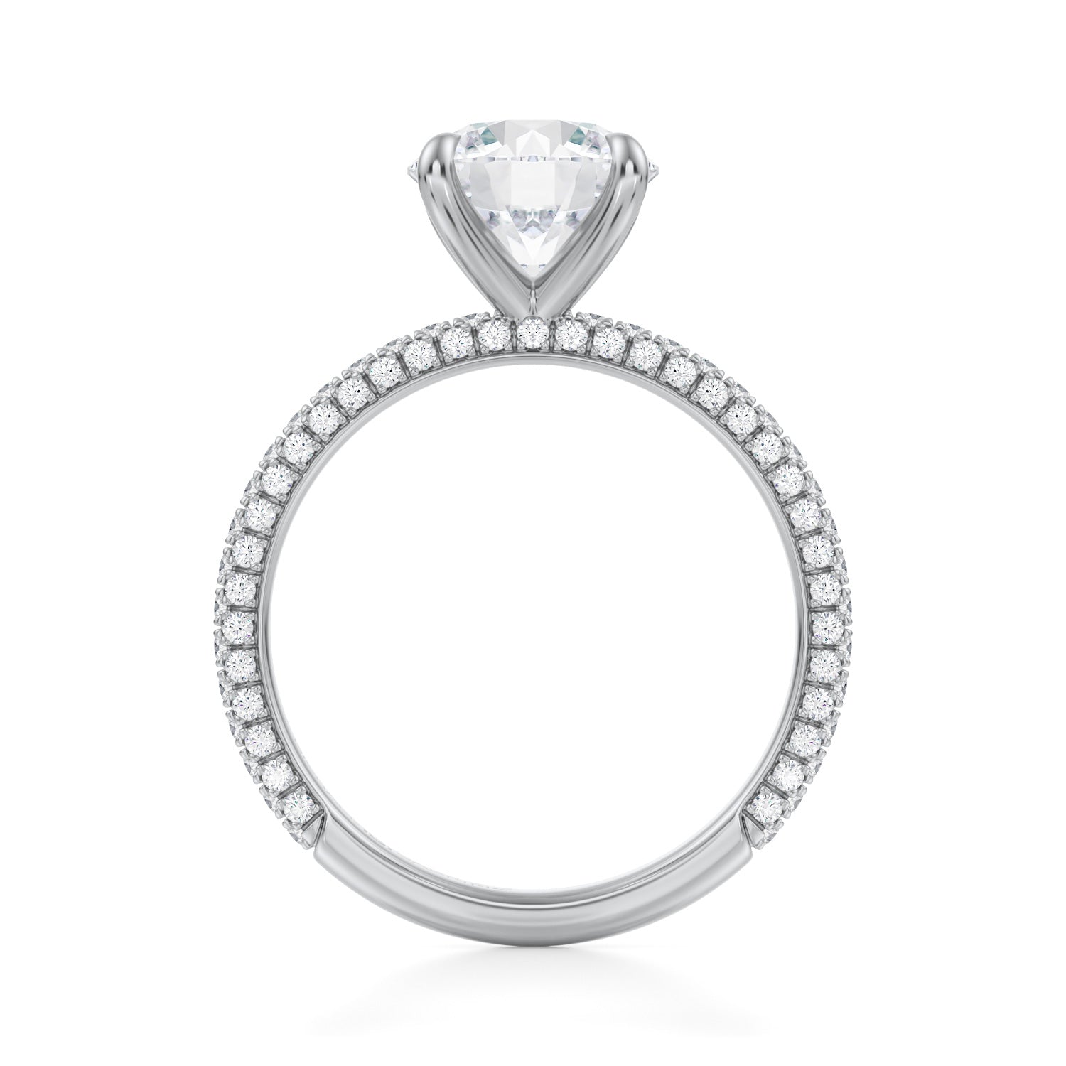 Round Trio Pave Ring (3.50 Carat E-VS1) - Michael Gabriels